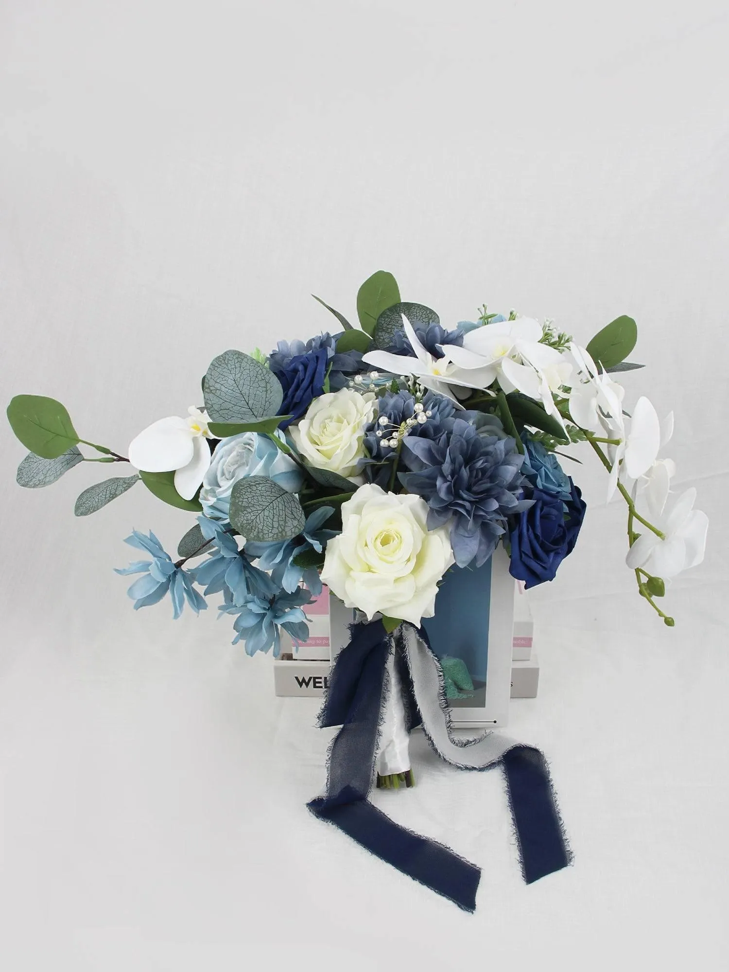 13.5 inch wide Navy Blue Bridal Bouquet