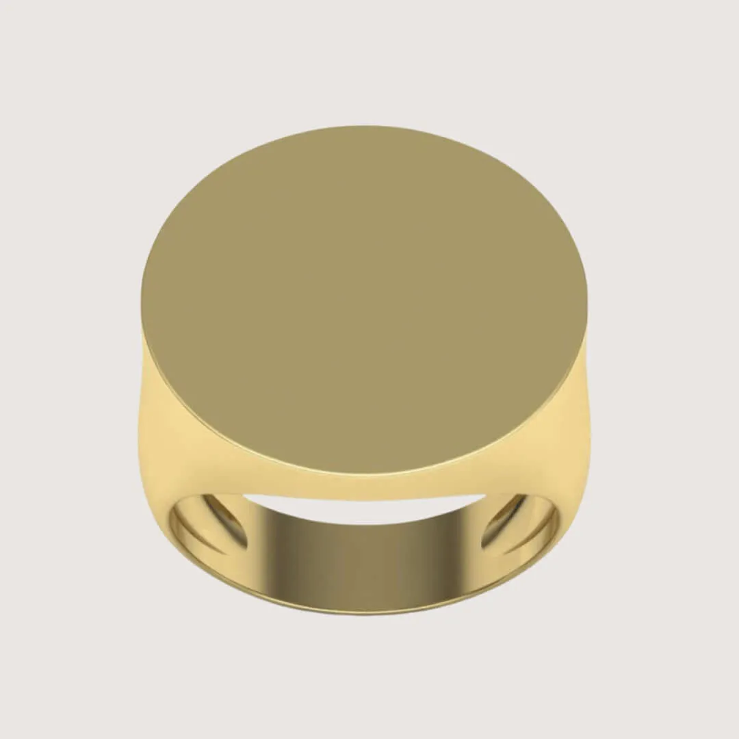 14k Gold Round Top Signet Ring