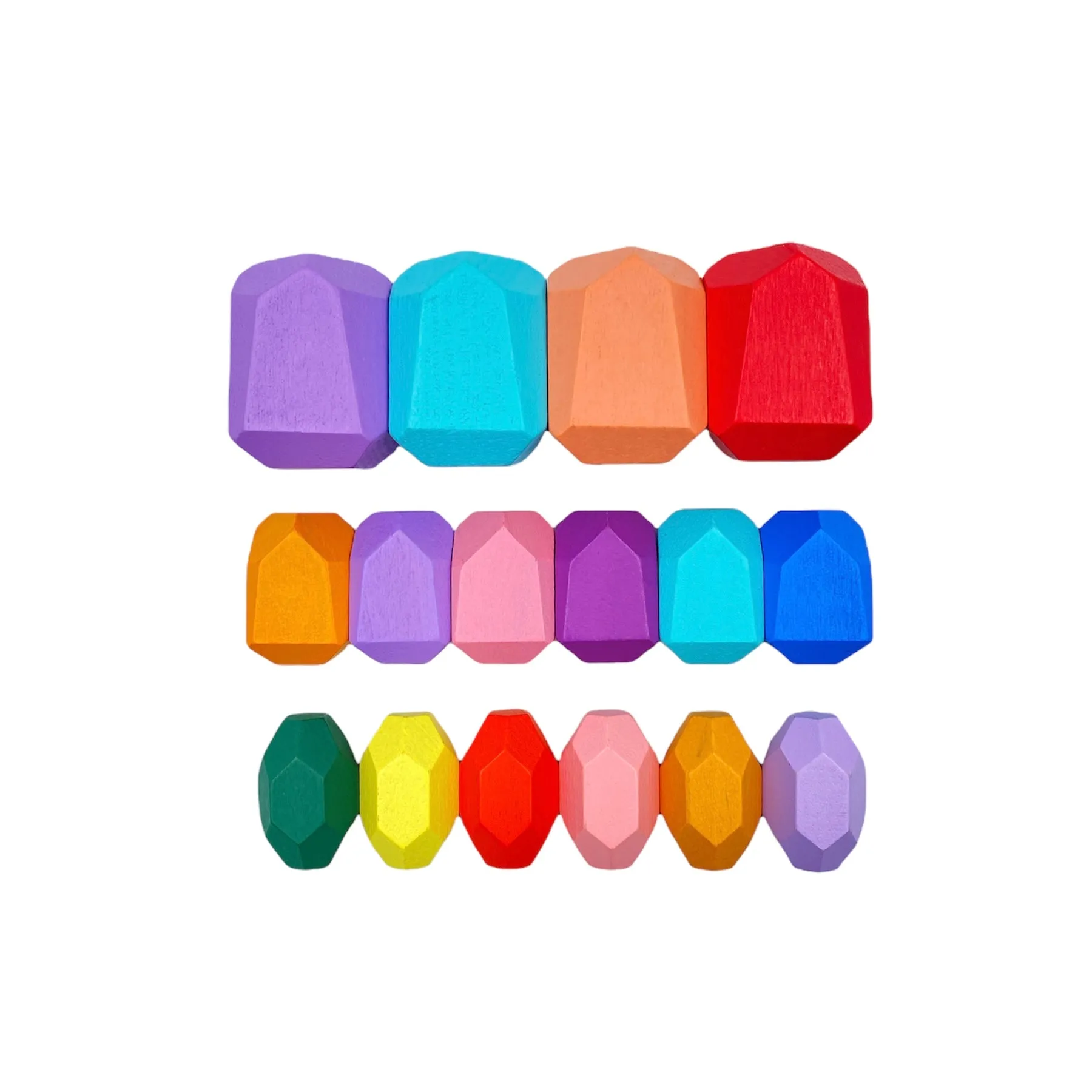 16 Pcs Wooden Stone Balancing Stacking Blocks in Pastel/Macaron Colors