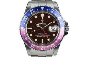 1967 Rolex GMT-Master 1675 with Tropical Brown Dial and Fuchsia Bezel Insert