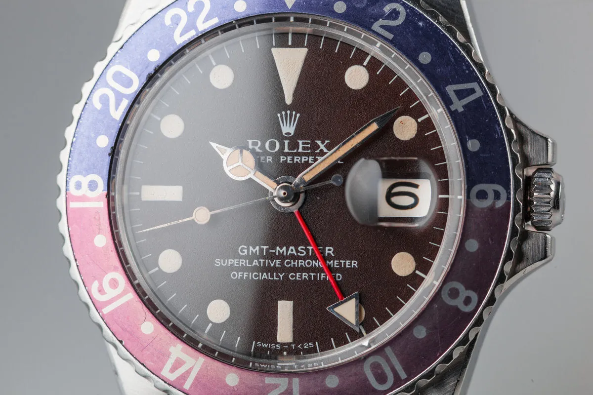 1967 Rolex GMT-Master 1675 with Tropical Brown Dial and Fuchsia Bezel Insert