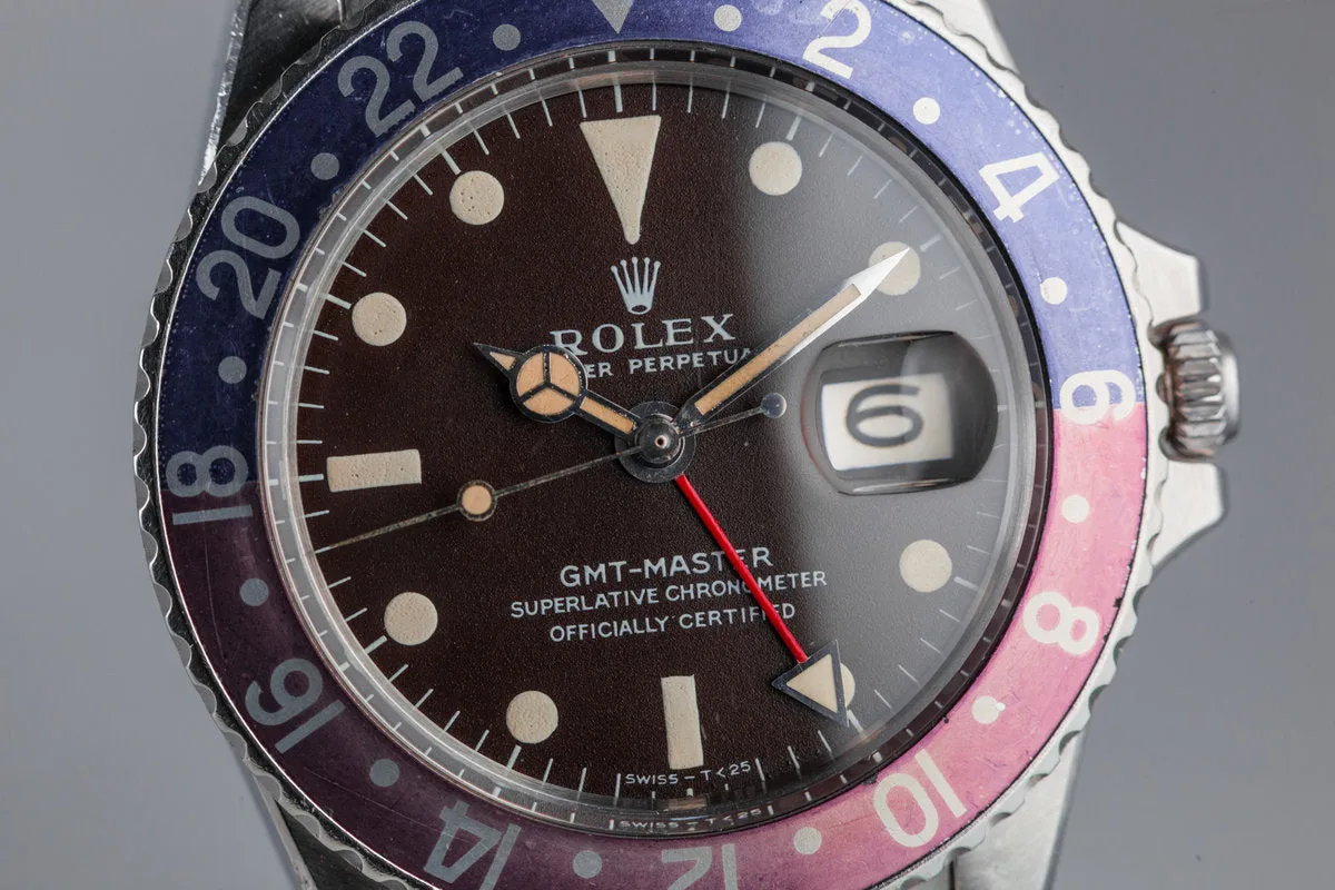 1967 Rolex GMT-Master 1675 with Tropical Brown Dial and Fuchsia Bezel Insert