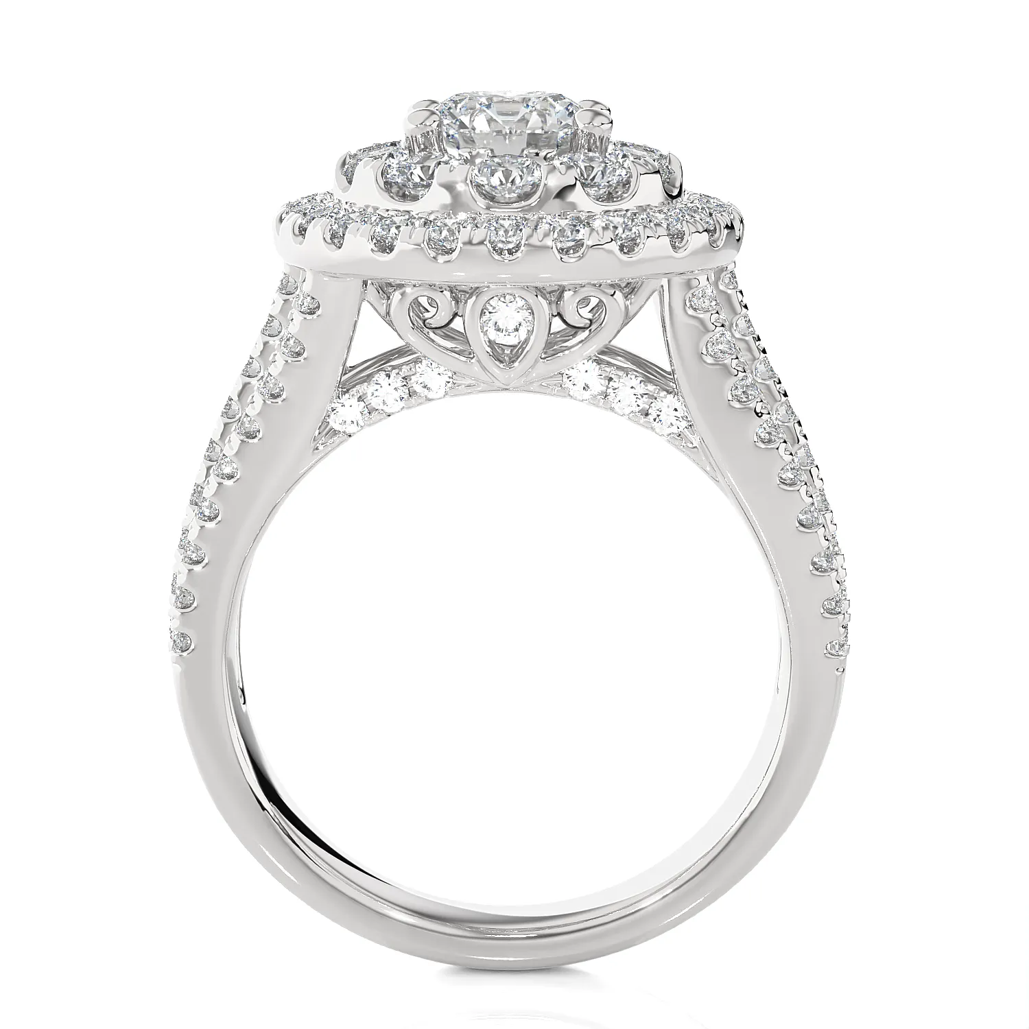 2 3/4 ctw Round Lab Grown Diamond Halo Engagement Ring