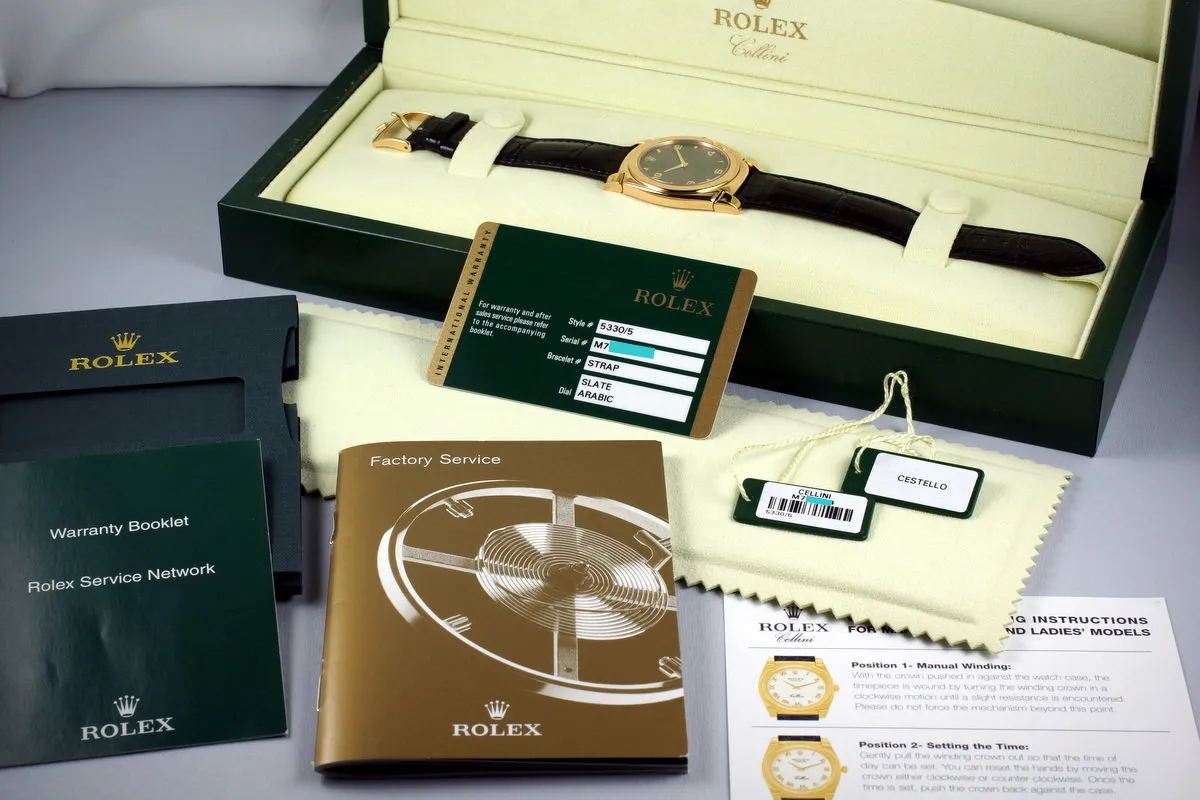 2007 Rolex Rose Gold Cellini 5330/5 with Box and Papers