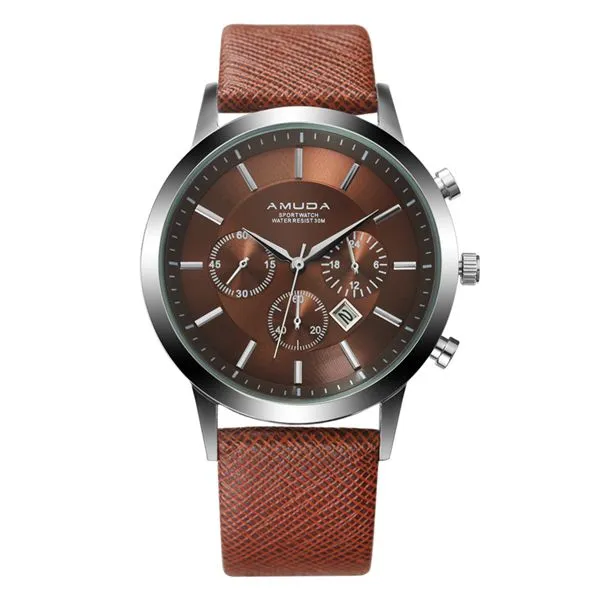 2016 Men Watch Mens Top Luxury Brand Leather Strap Casual Quartz Sports Waterproof Watches Wristwatches Relogio Masculino