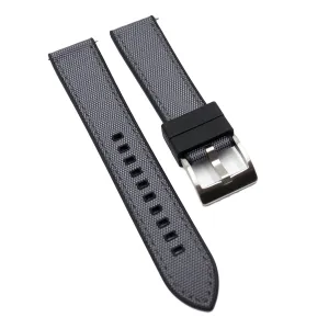 20mm, 22mm Hybrid Gray Nylon FKM Rubber Watch Strap, Quick Release Spring Bars