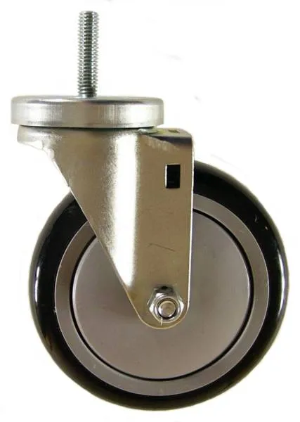 5" x 1-1/4" Polyurethane Wheel Swivel Caster with 3/8" Threaded Stem - 350 Lbs Capacity