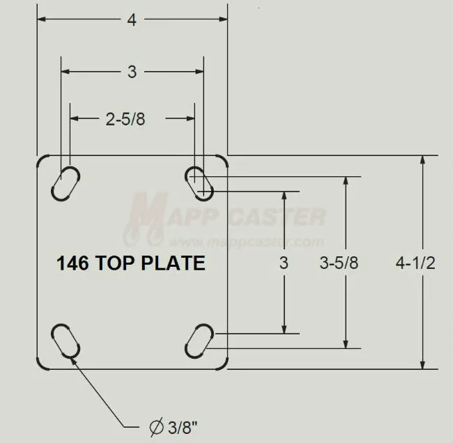 5" x 2" Polyurethane on Polyolefin Wheel Rigid Brake Caster - 750 Lbs Capacity