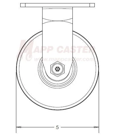 5" x 2" Solid Polyurethane Wheel Rigid Caster - 800 Lbs Capacity