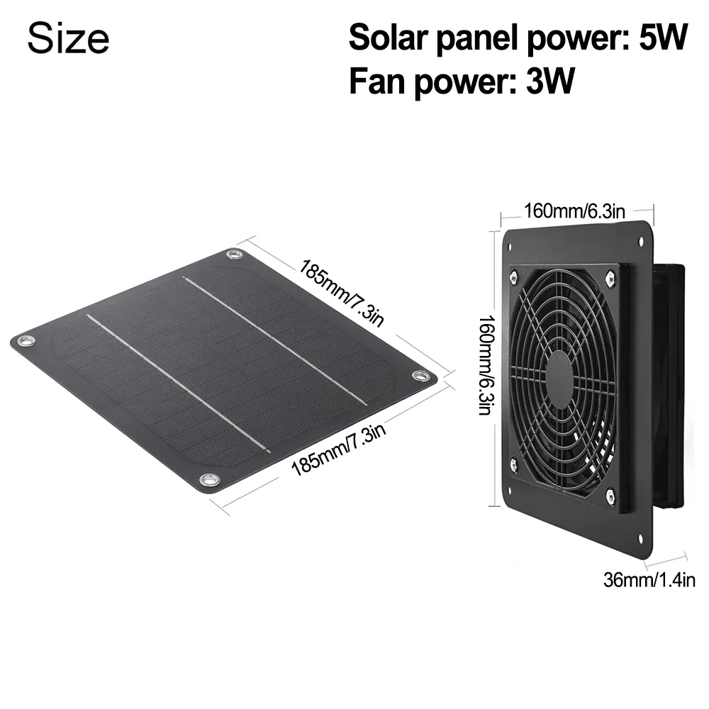 5W Solar Fan for Greenhouse,Chicken House, Doghouse,Shed