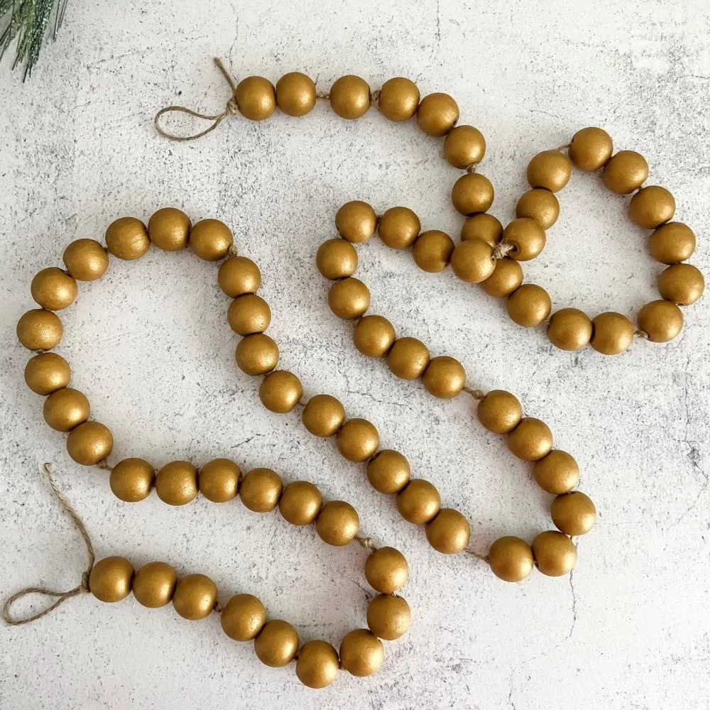 6 ft. Gold wood bead garland, Christmas tree garland