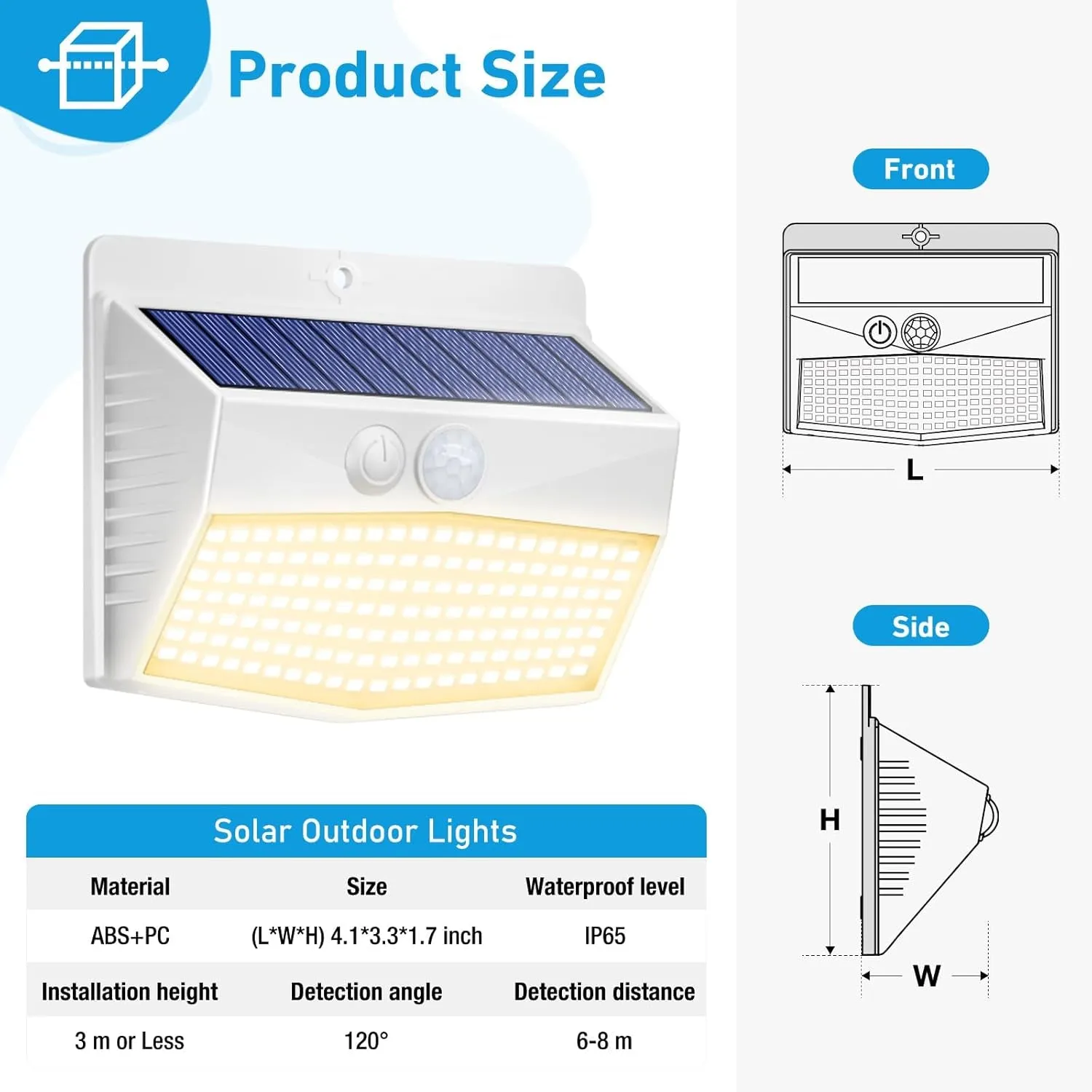 6 Packs Solar Outdoor Lights Motion Sensor, Solar Security Lights Waterproof with 3 Lighting Modes Solar Powered Wall Lights outside for Garden Fence Yard Deck, Warm White