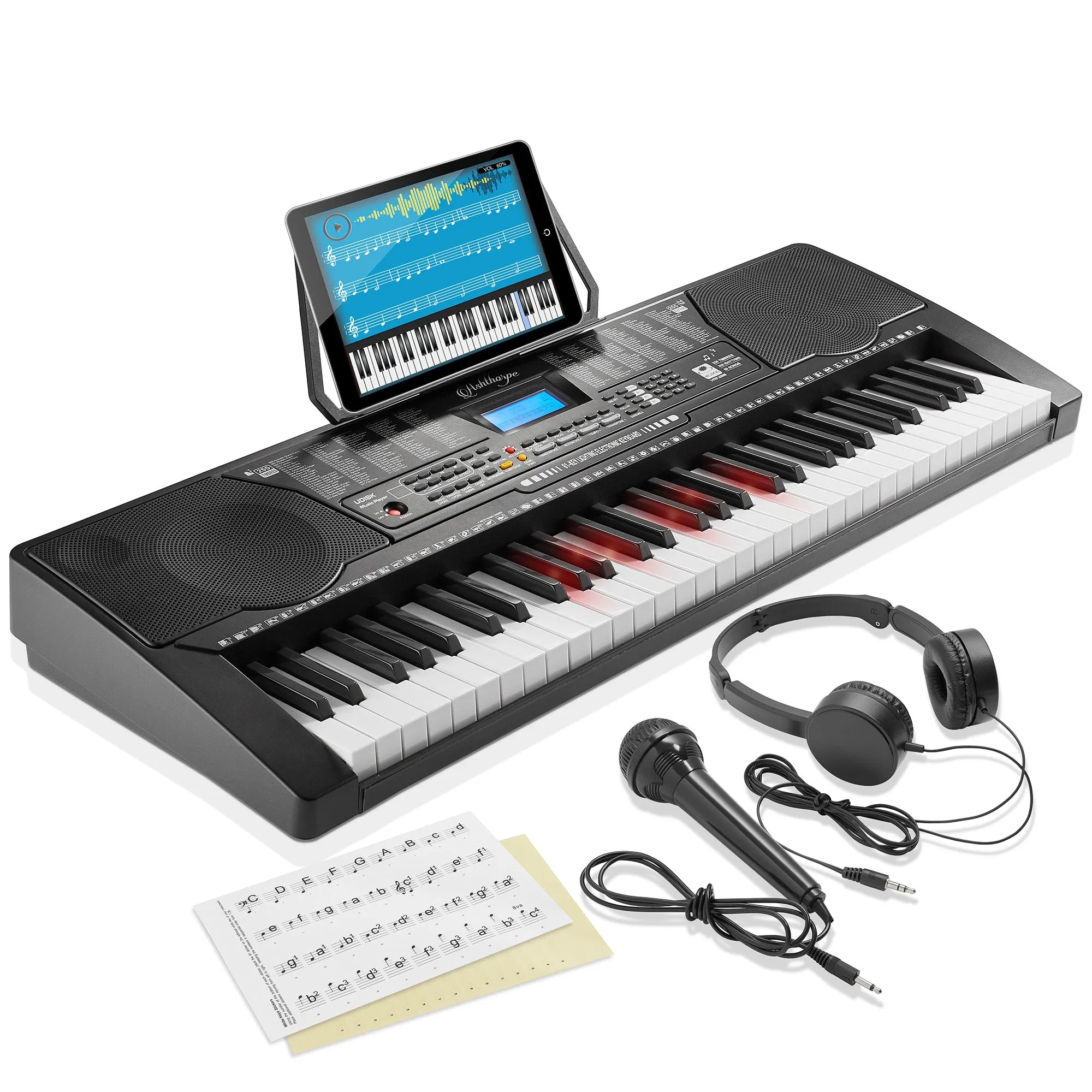 61-Key Digital Keyboard Piano with Light Up Keys - Beginner Kit