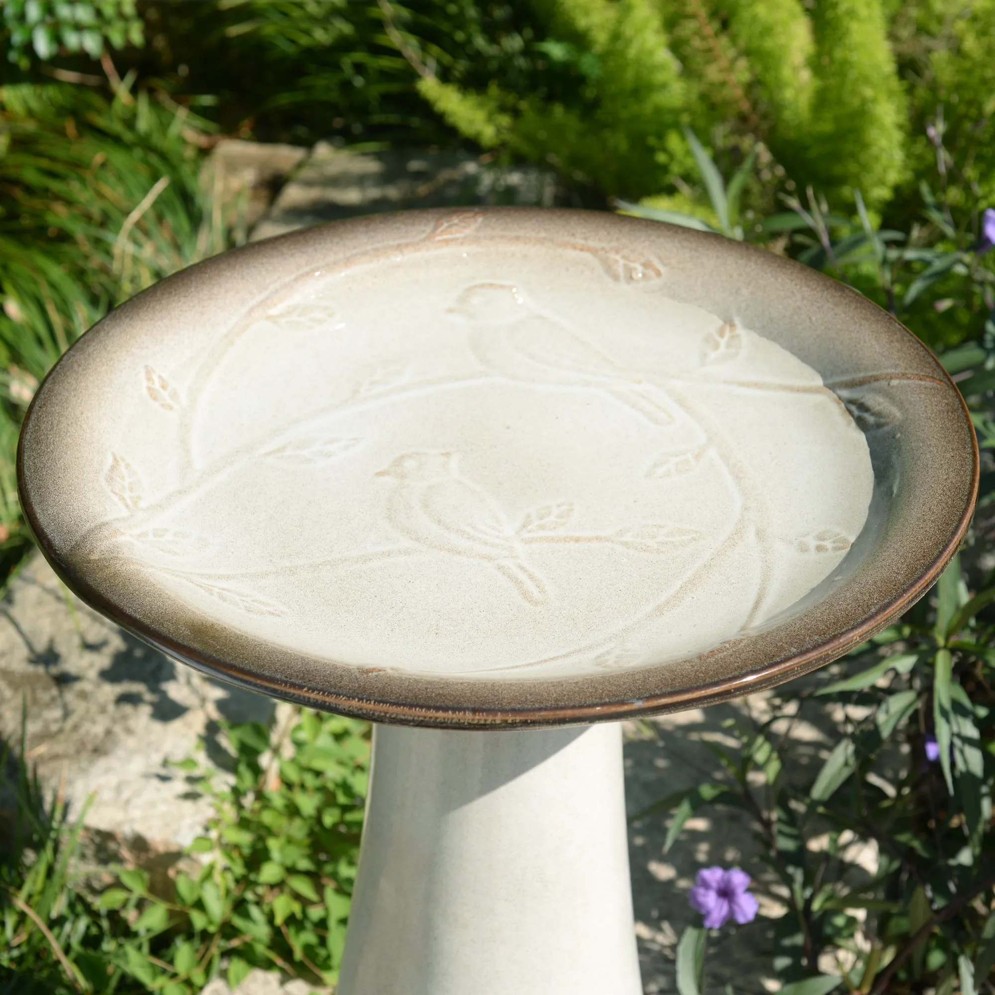 78414-04 -  Ceramic Birdbath - Ivory Elegance