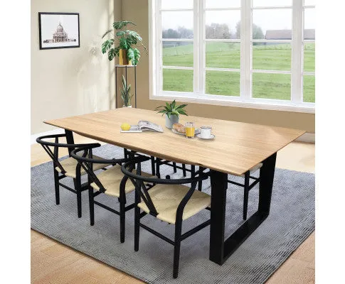 Aconite 7pc 180cm Dining Table Set 6 Wishbone Chair Solid Messmate Timber Wood