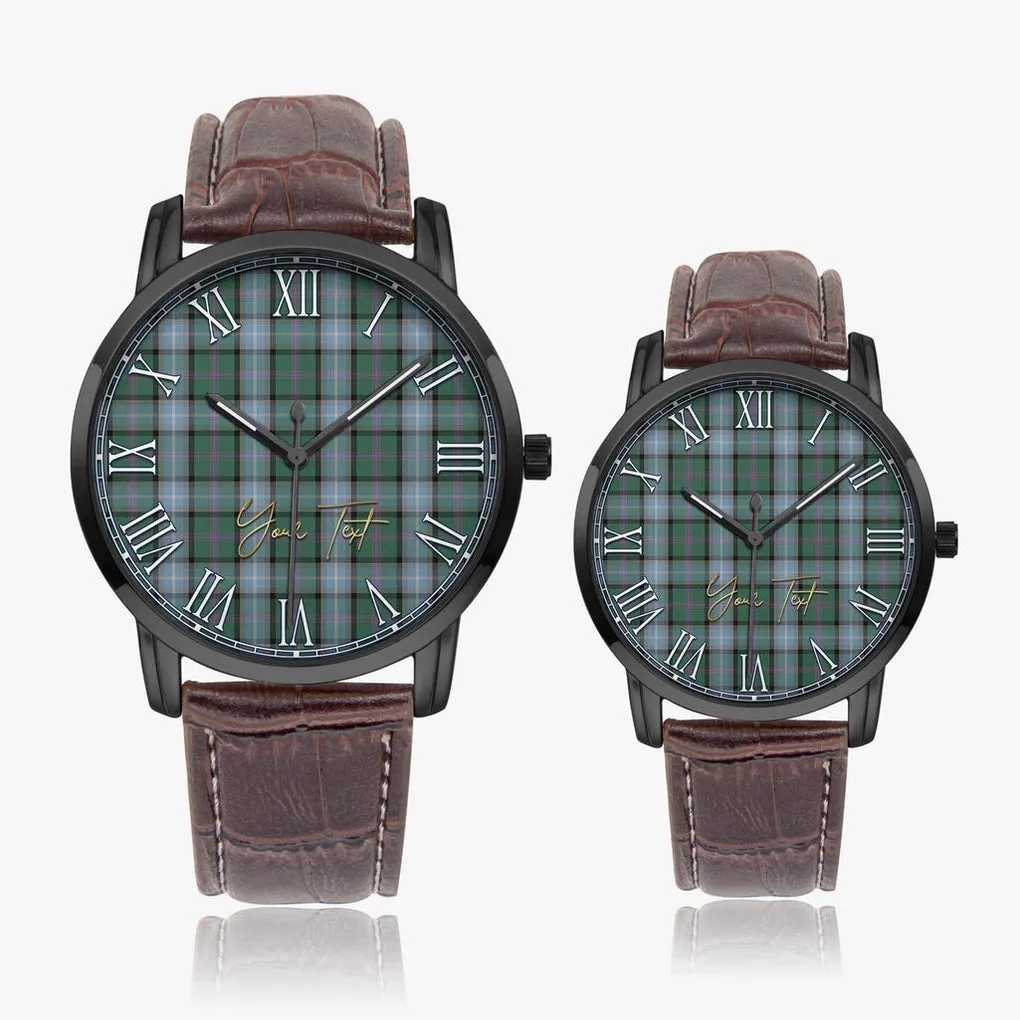 Alexander of Menstry Hunting Tartan Personalized Your Text Leather Trap Quartz Watch