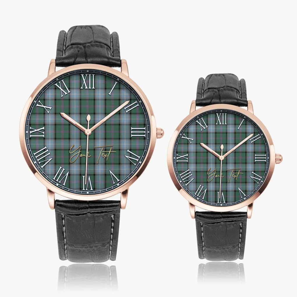 Alexander of Menstry Hunting Tartan Personalized Your Text Leather Trap Quartz Watch