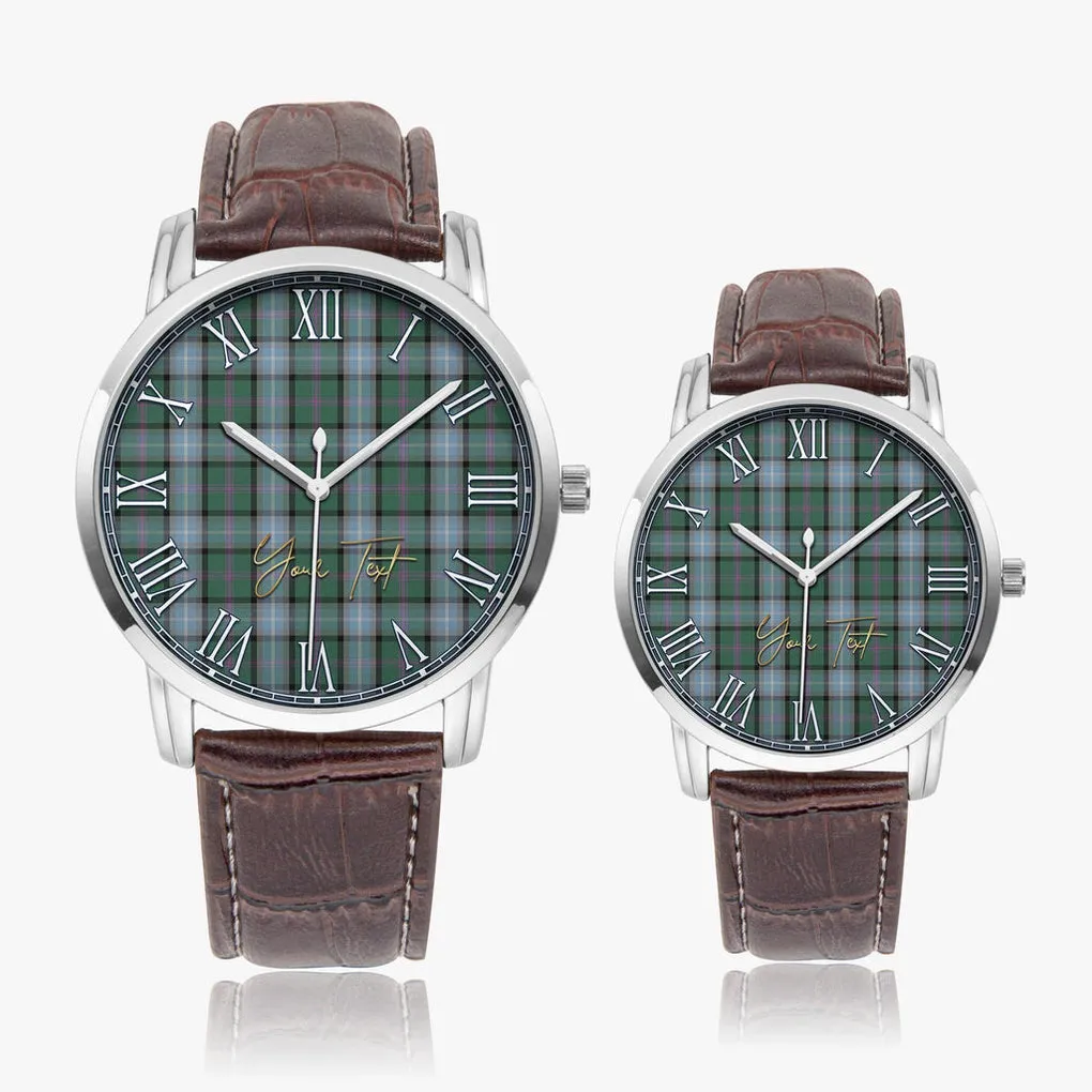 Alexander of Menstry Hunting Tartan Personalized Your Text Leather Trap Quartz Watch