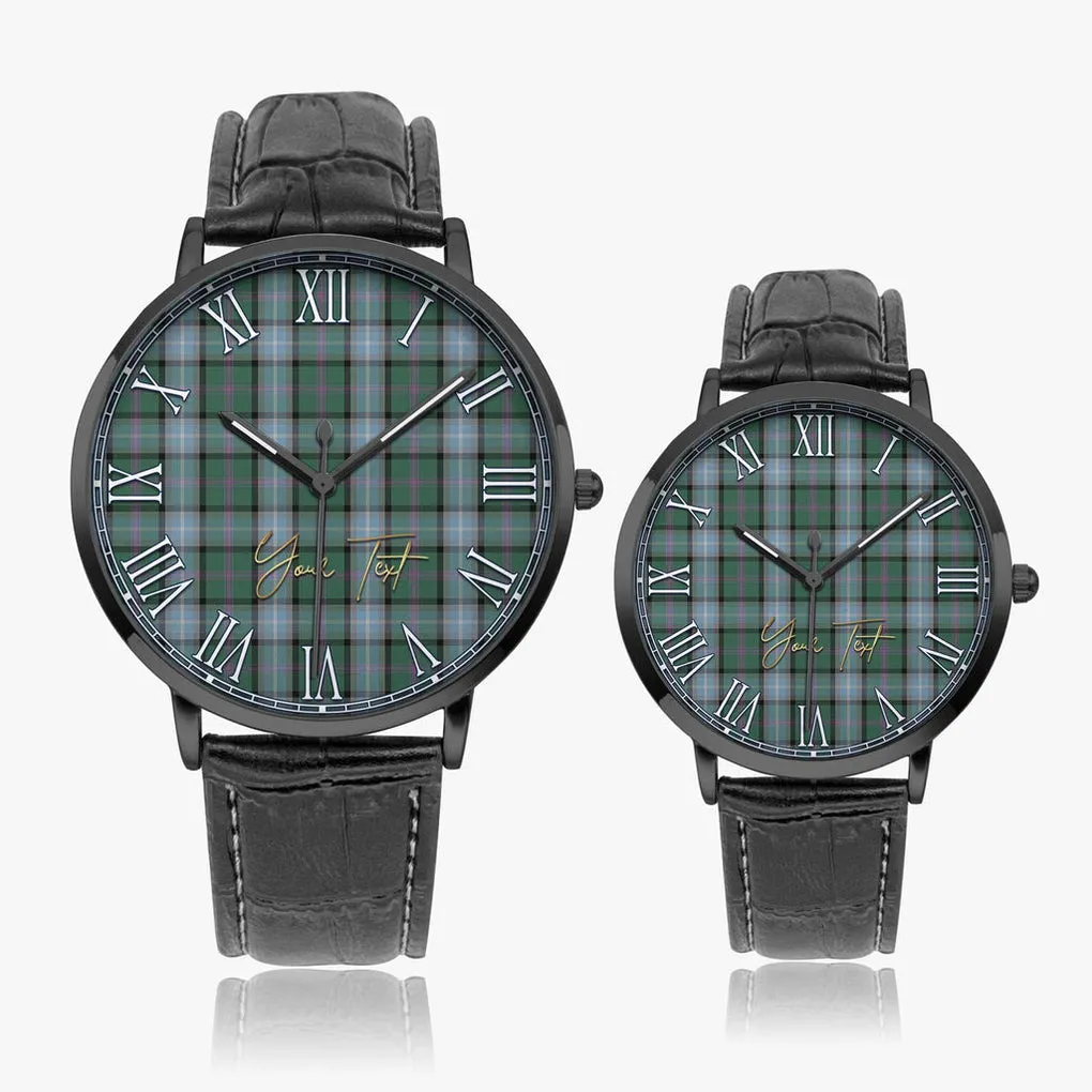 Alexander of Menstry Hunting Tartan Personalized Your Text Leather Trap Quartz Watch