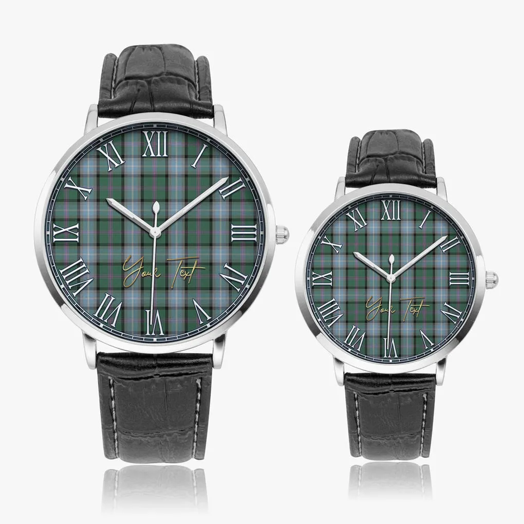 Alexander of Menstry Hunting Tartan Personalized Your Text Leather Trap Quartz Watch