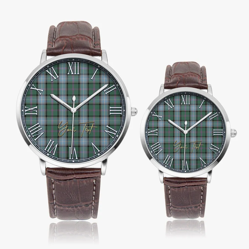 Alexander of Menstry Hunting Tartan Personalized Your Text Leather Trap Quartz Watch