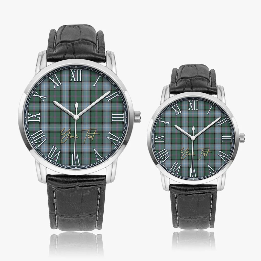 Alexander of Menstry Hunting Tartan Personalized Your Text Leather Trap Quartz Watch