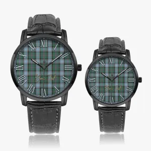 Alexander of Menstry Hunting Tartan Personalized Your Text Leather Trap Quartz Watch