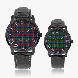 Allison Red Tartan Personalized Your Text Leather Trap Quartz Watch