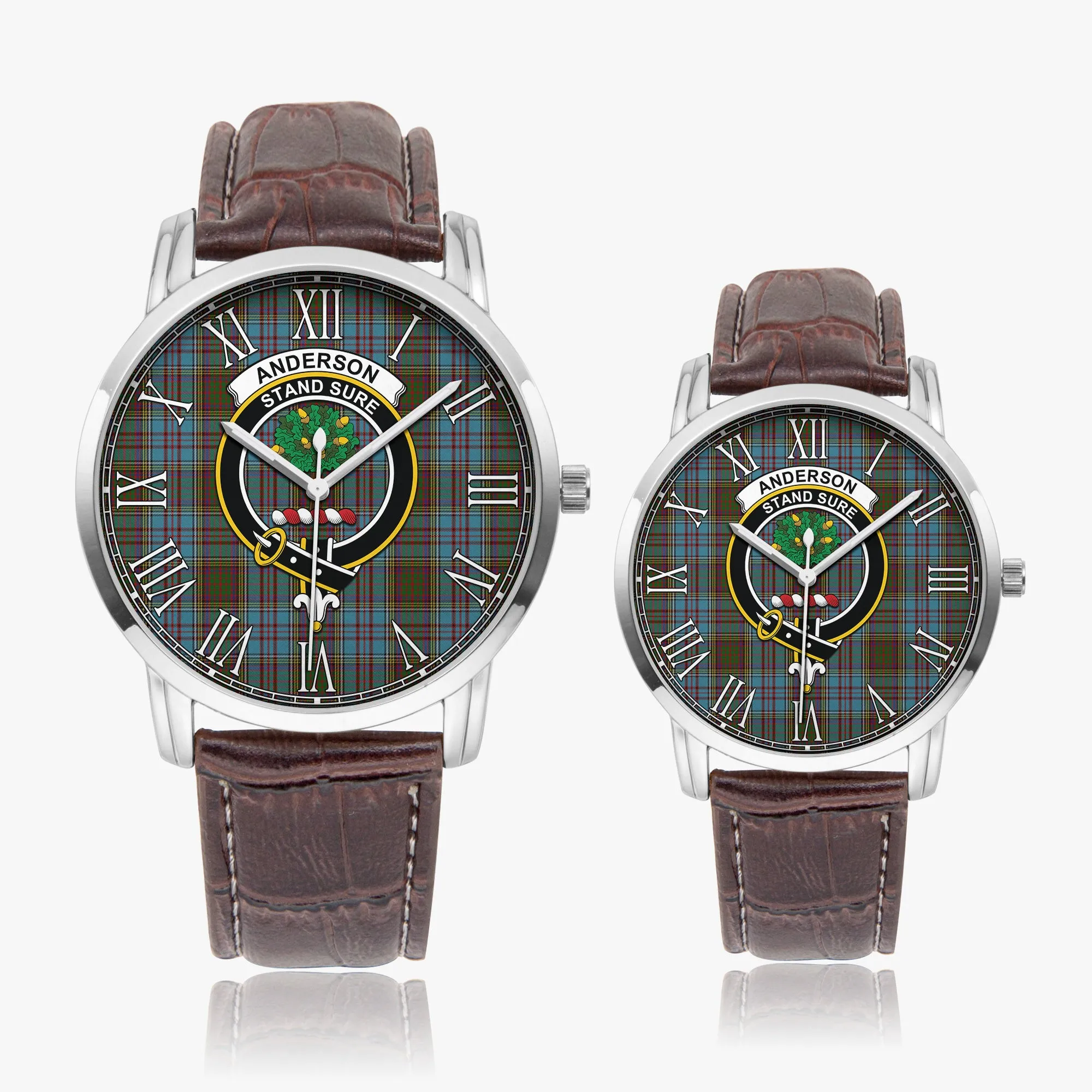 Anderson Tartan Family Crest Leather Strap Quartz Watch