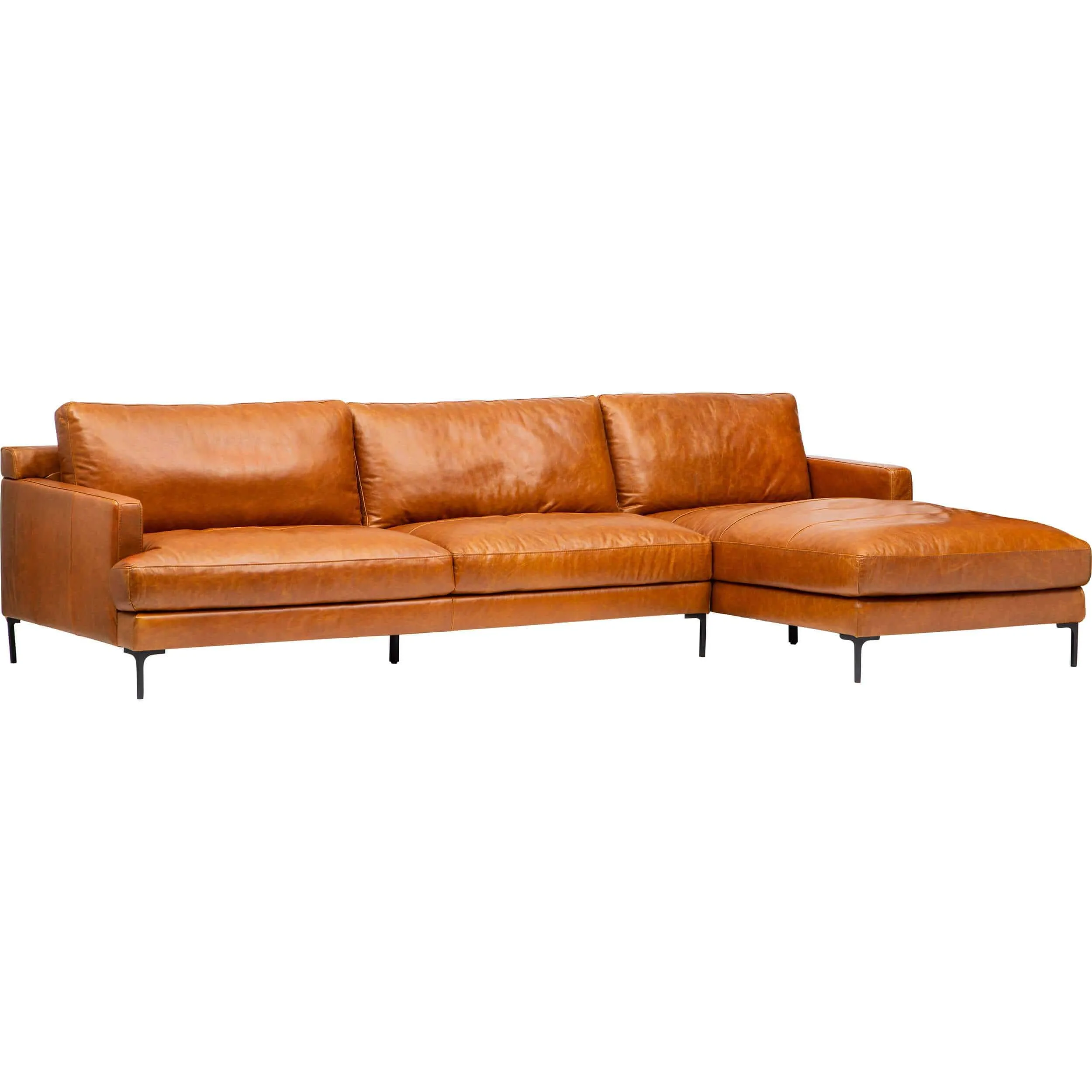 Ansel Leather Sectional, Oil Buffalo Camel