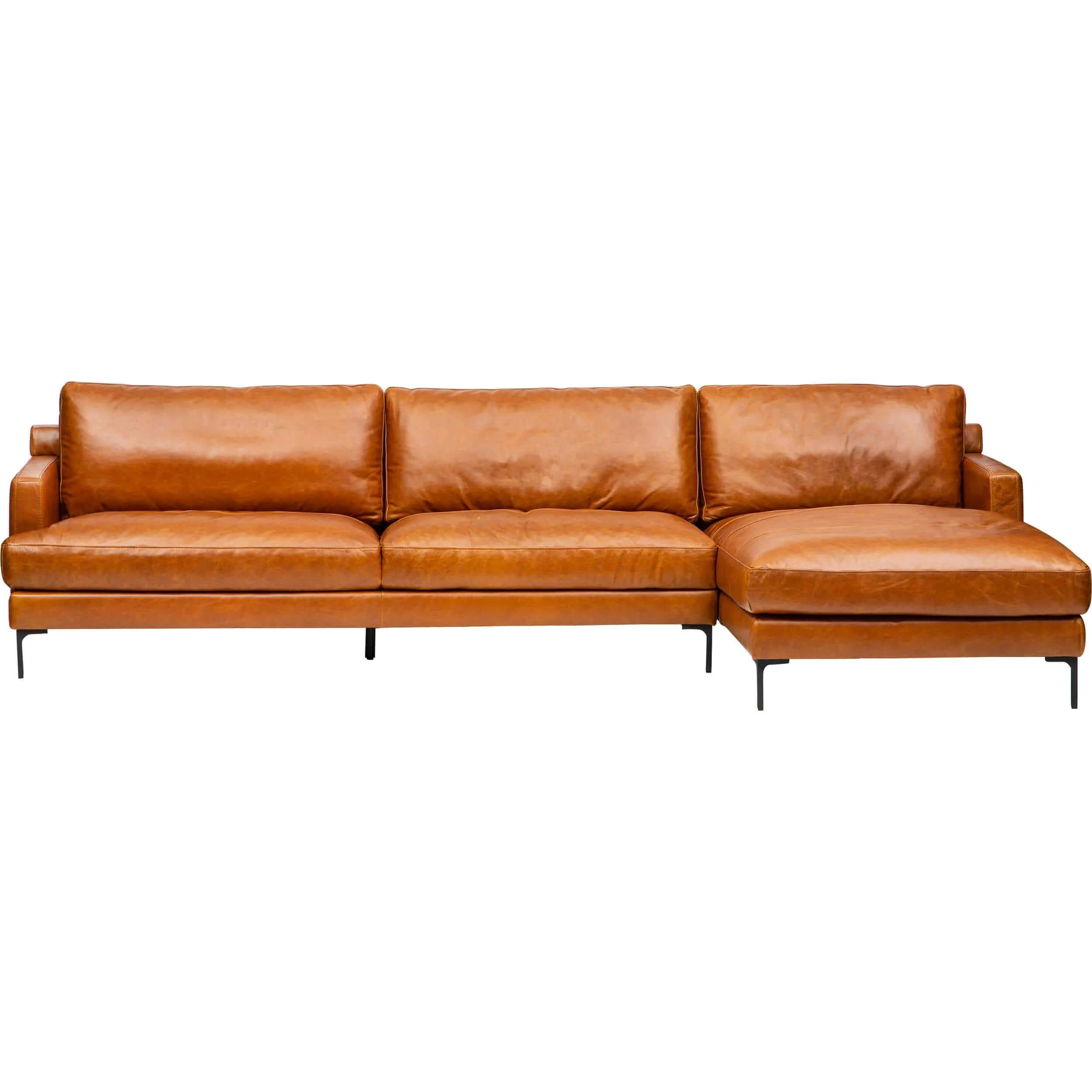 Ansel Leather Sectional, Oil Buffalo Camel