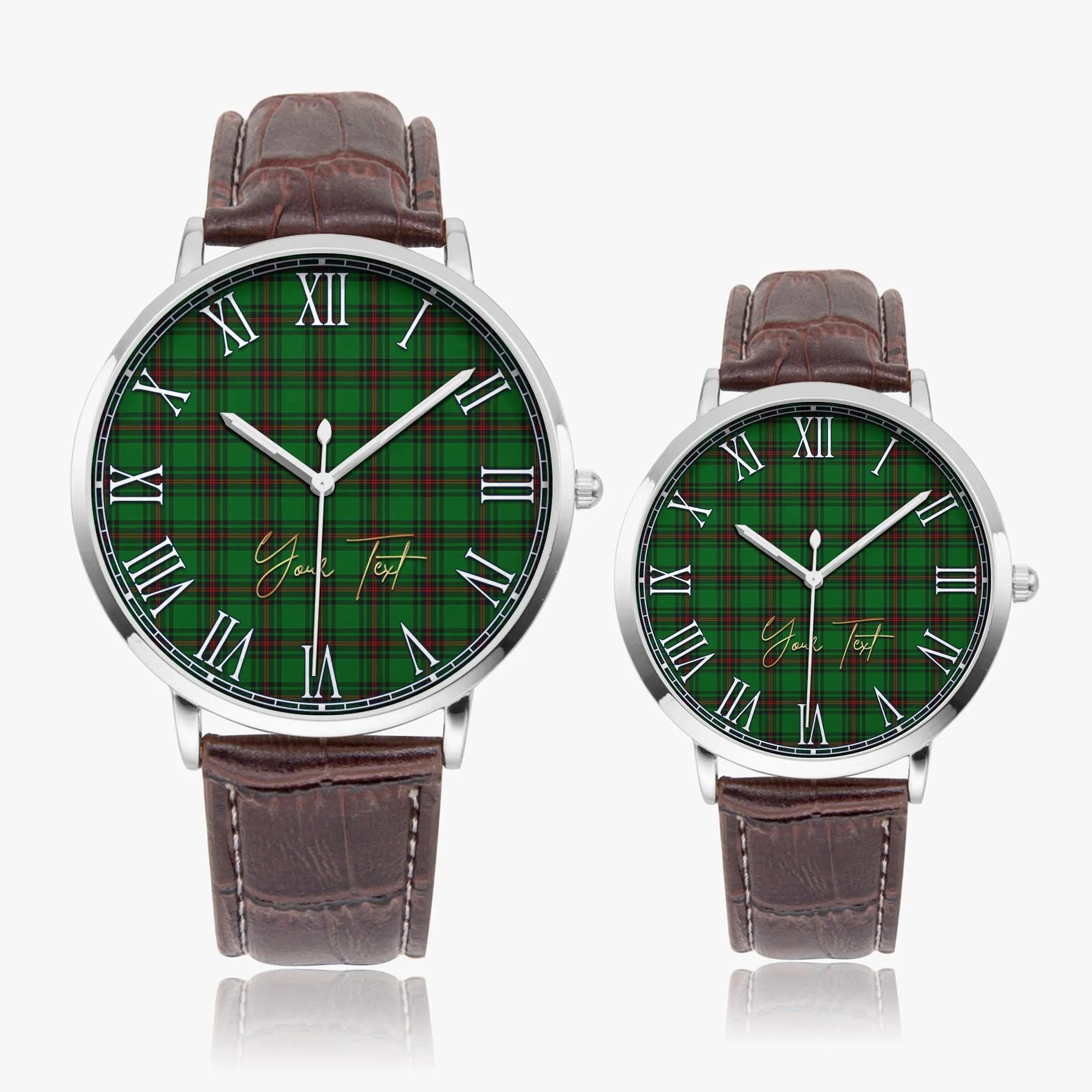 Anstruther Tartan Personalized Your Text Leather Trap Quartz Watch