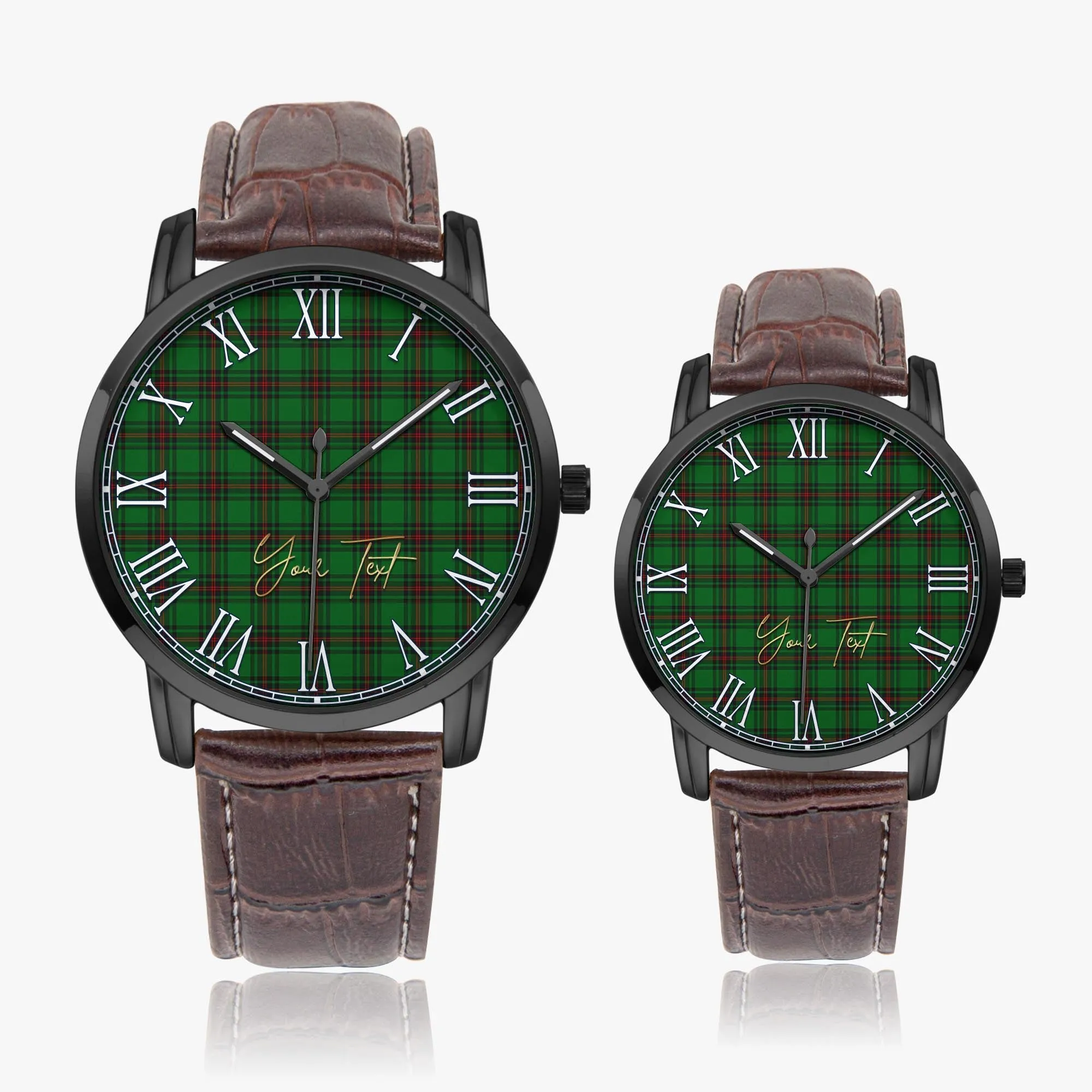 Anstruther Tartan Personalized Your Text Leather Trap Quartz Watch