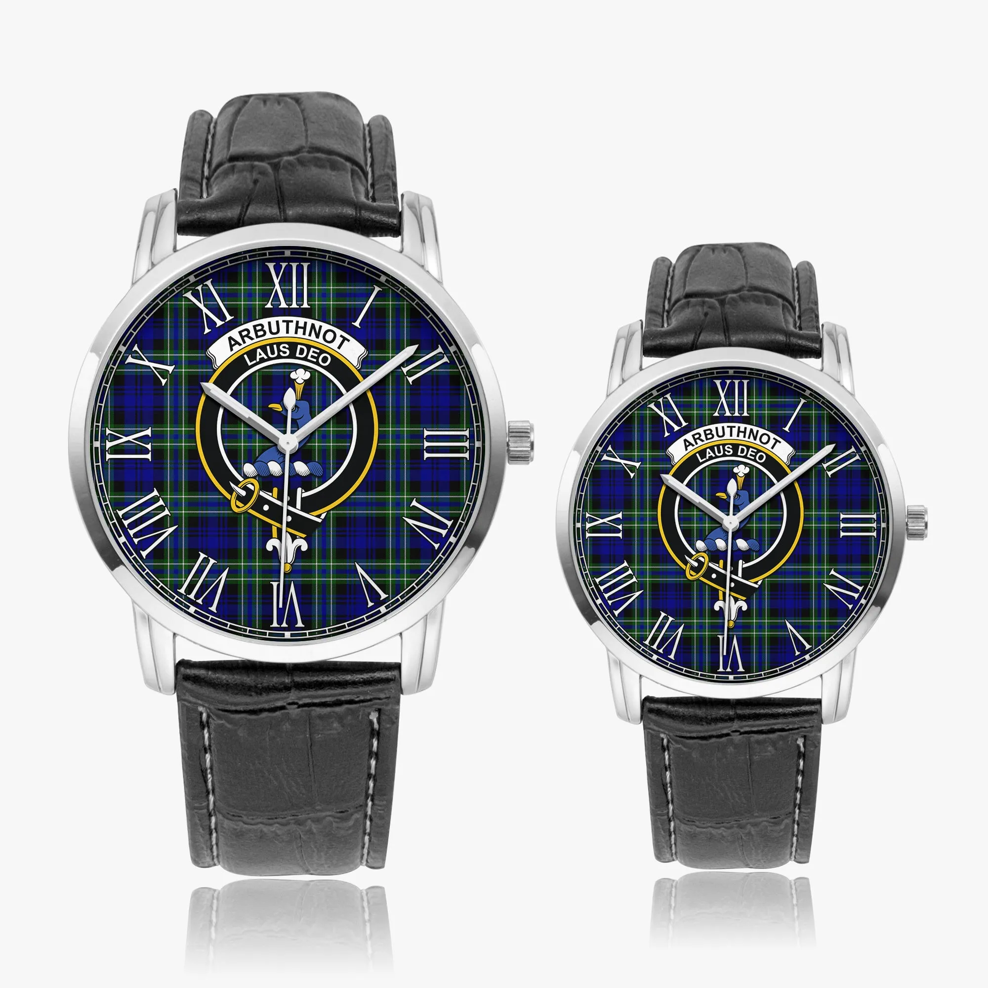 Arbuthnot Modern Tartan Family Crest Leather Strap Quartz Watch