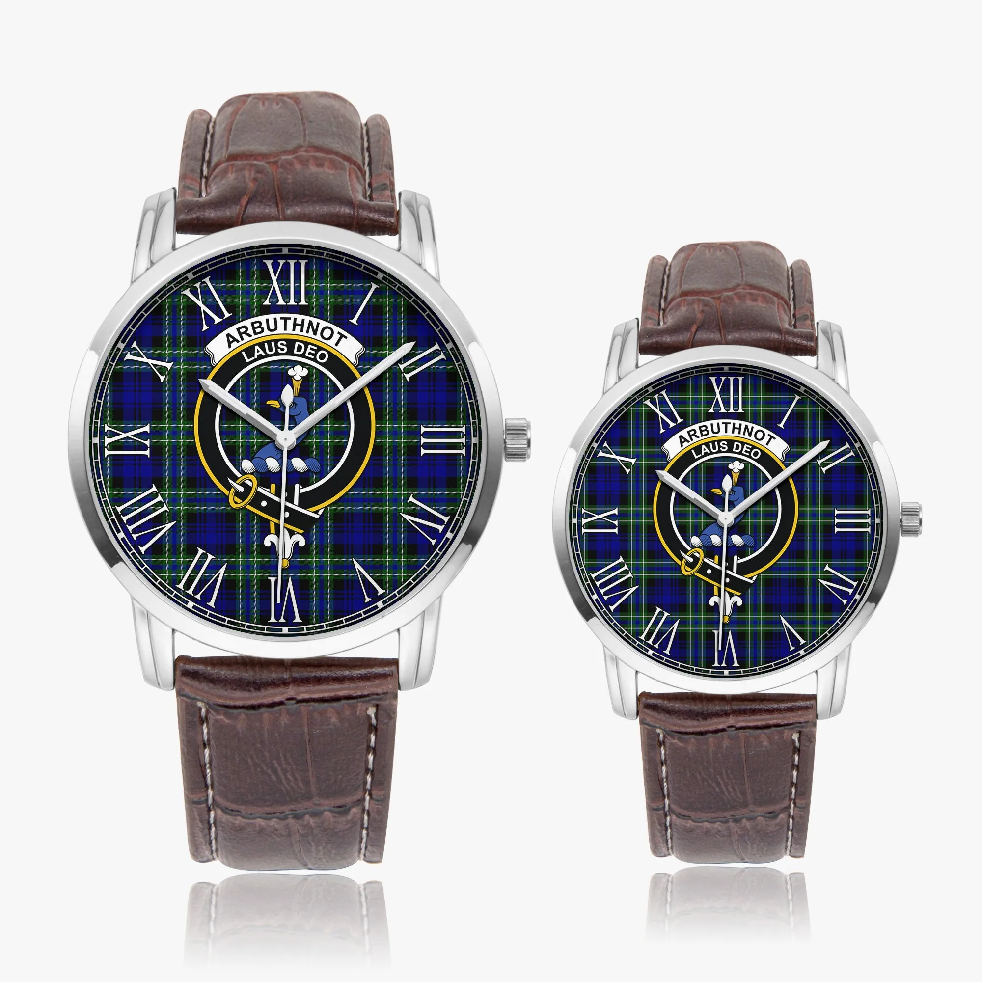 Arbuthnot Modern Tartan Family Crest Leather Strap Quartz Watch