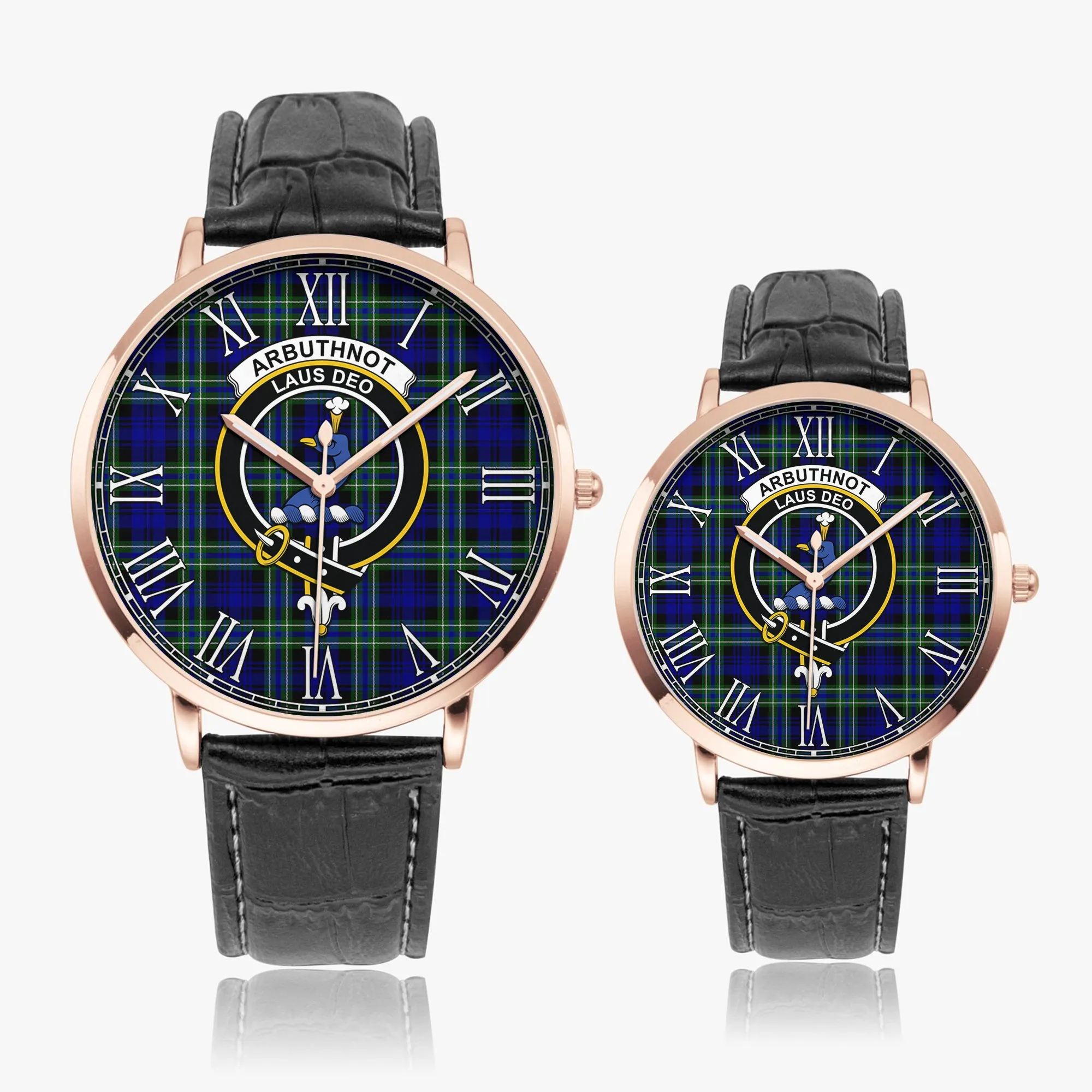 Arbuthnot Modern Tartan Family Crest Leather Strap Quartz Watch