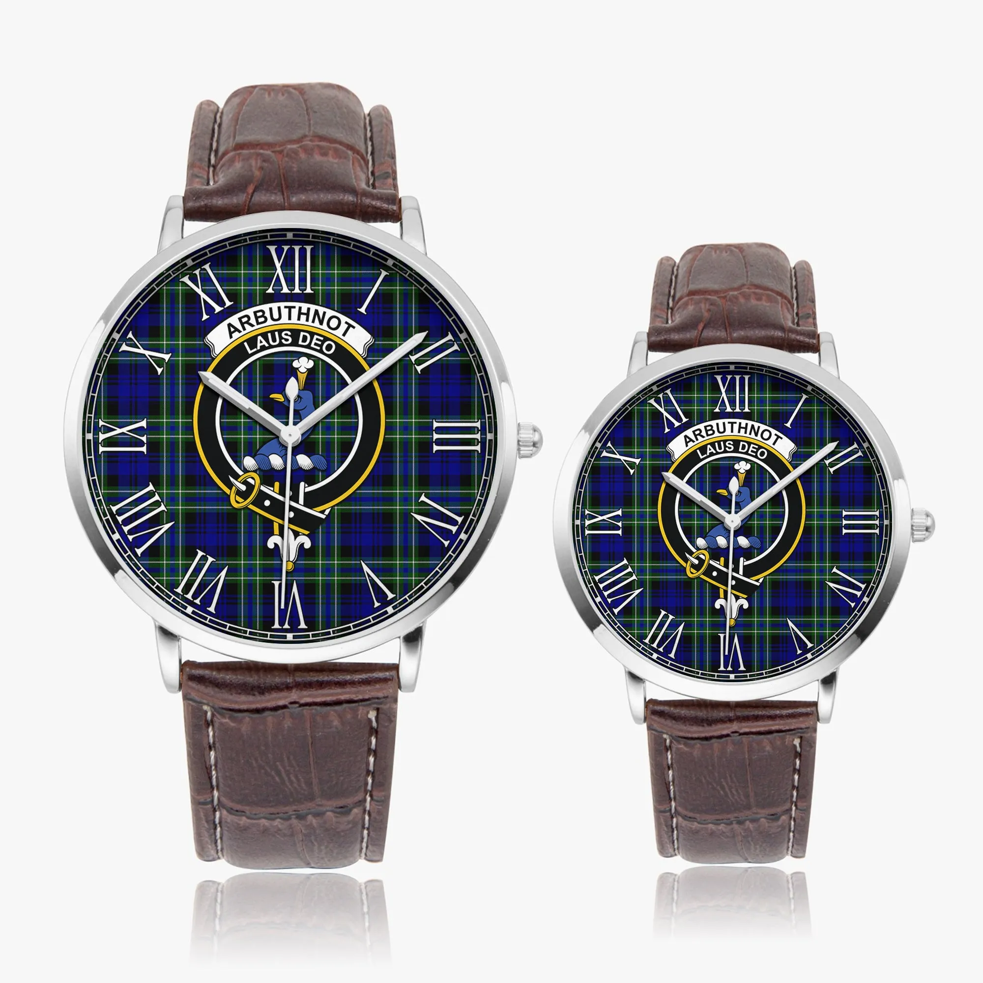 Arbuthnot Modern Tartan Family Crest Leather Strap Quartz Watch