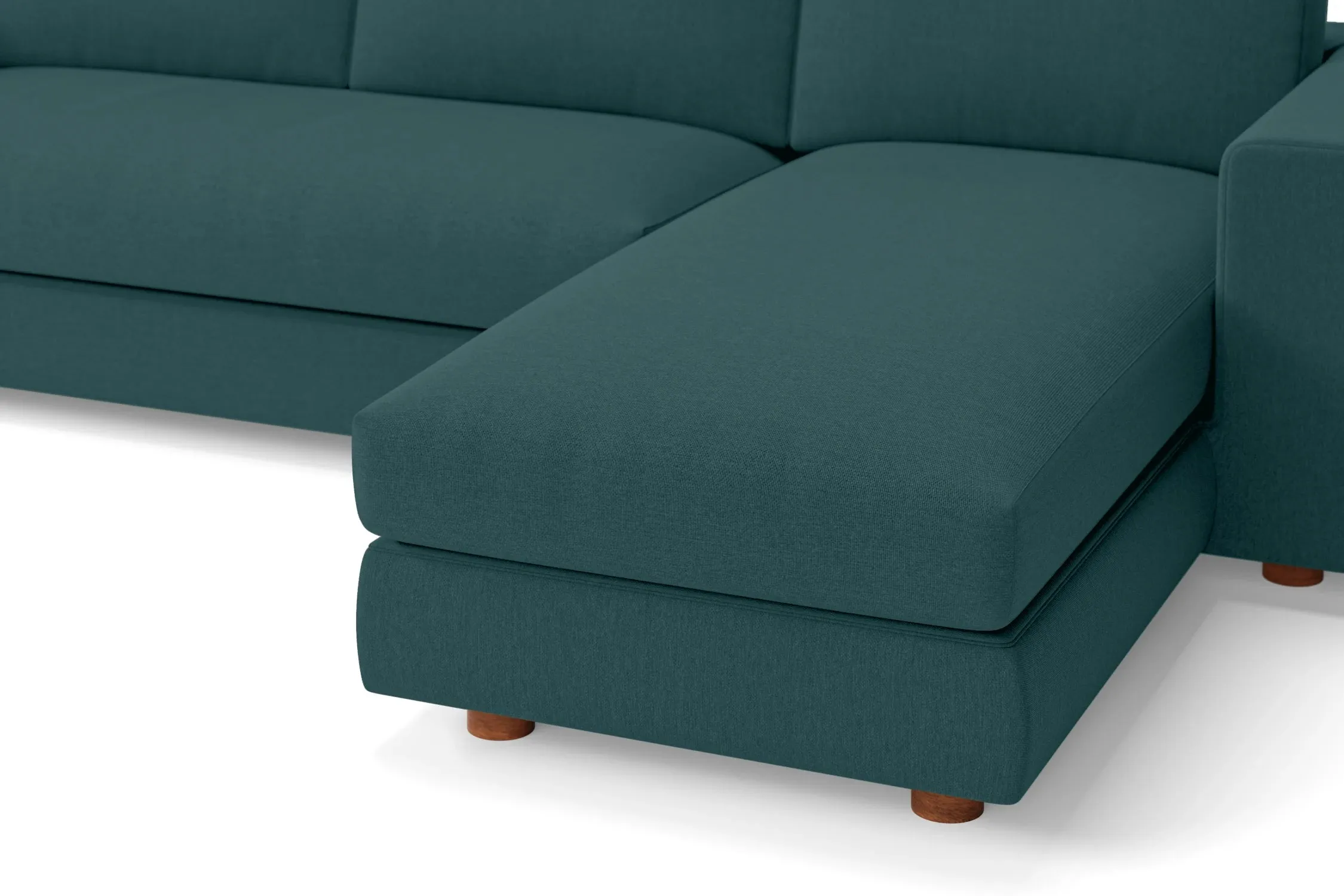 Arezzo 3 Seater Right Hand Facing Chaise Lounge Corner Sofa Teal Linen Fabric