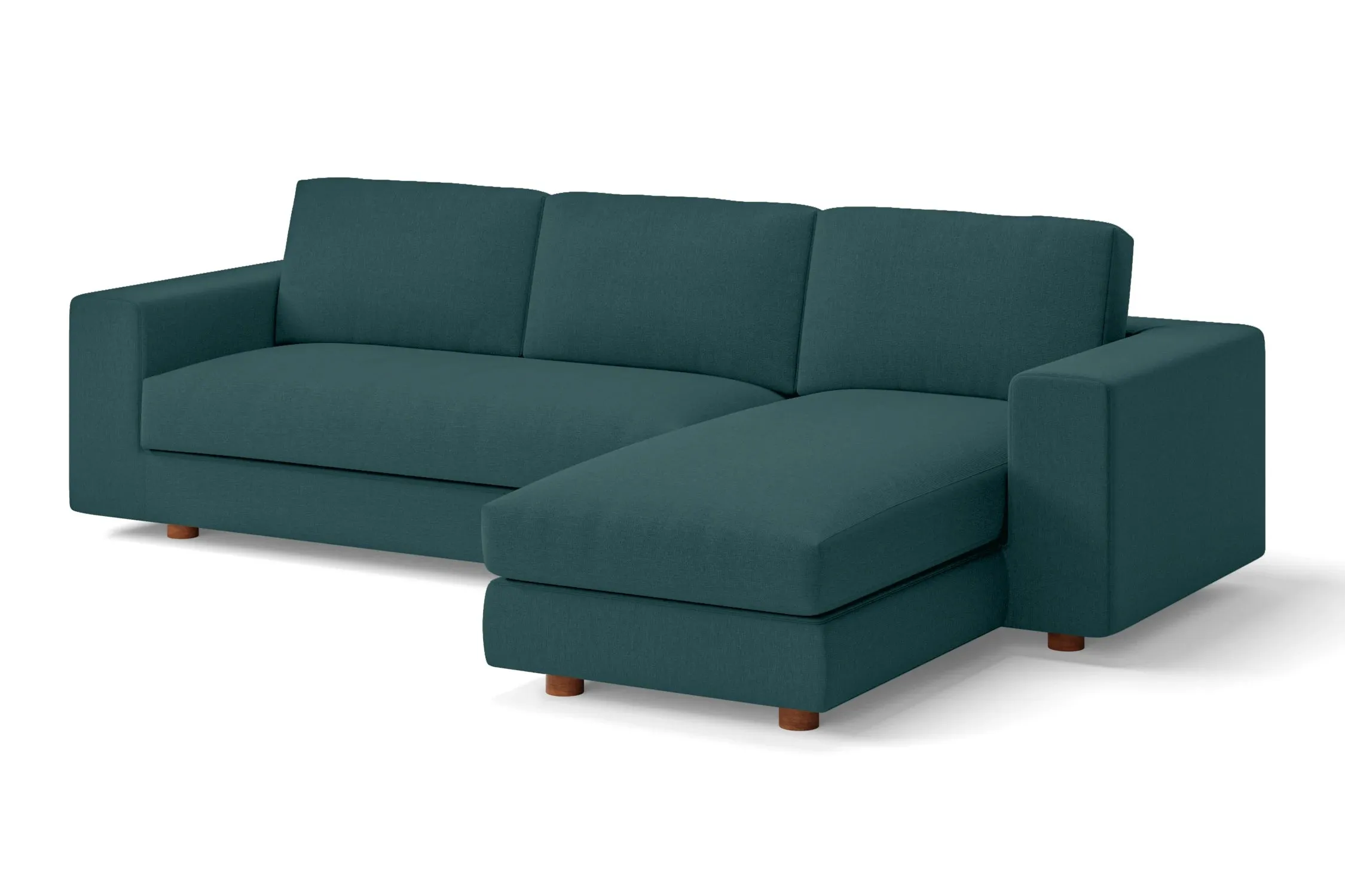 Arezzo 3 Seater Right Hand Facing Chaise Lounge Corner Sofa Teal Linen Fabric