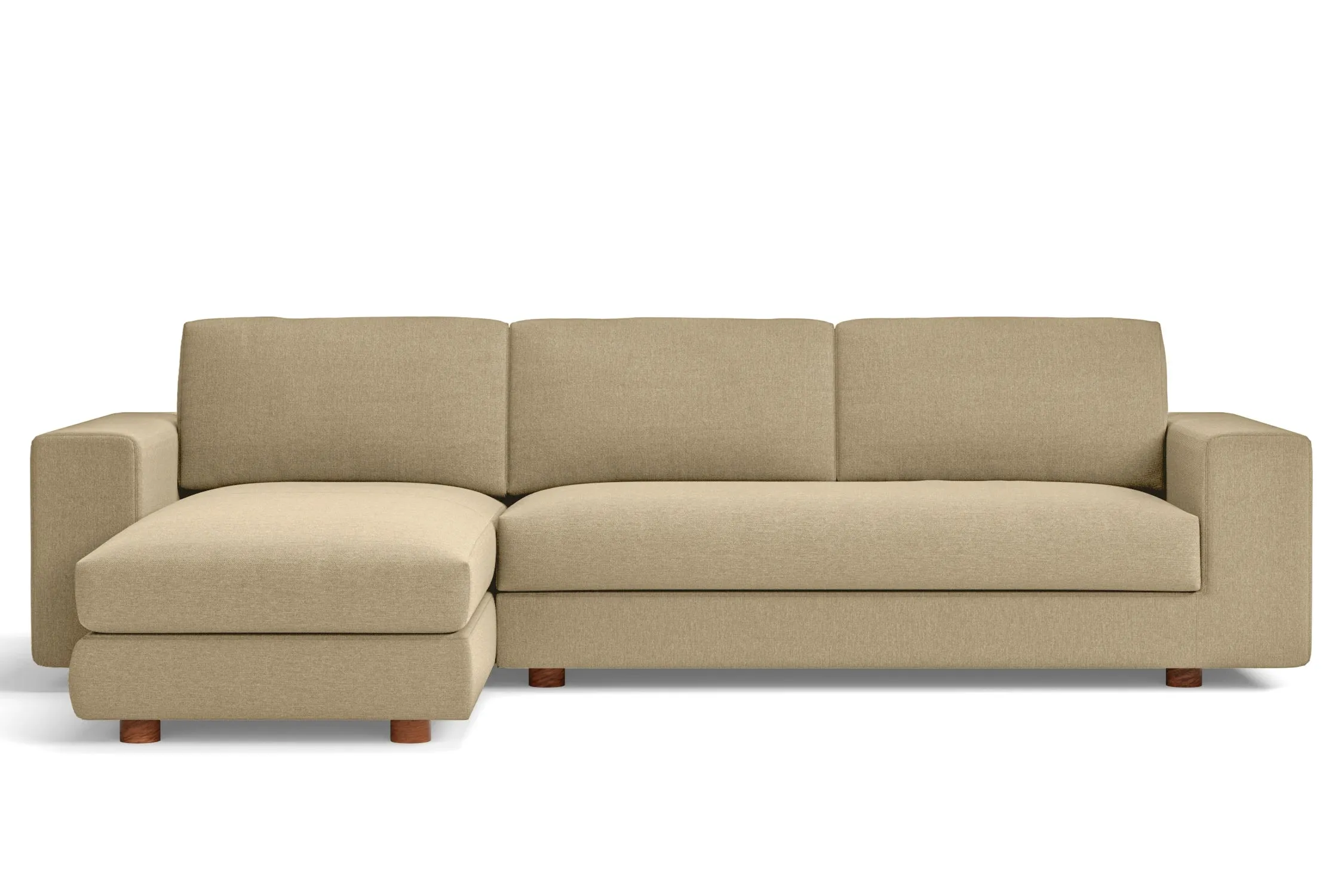 Arezzo 4 Seater Left Hand Facing Chaise Lounge Corner Sofa Beige Linen Fabric