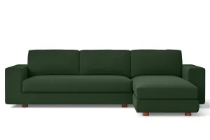 Arezzo 4 Seater Right Hand Facing Chaise Lounge Corner Sofa Forest Green Linen Fabric