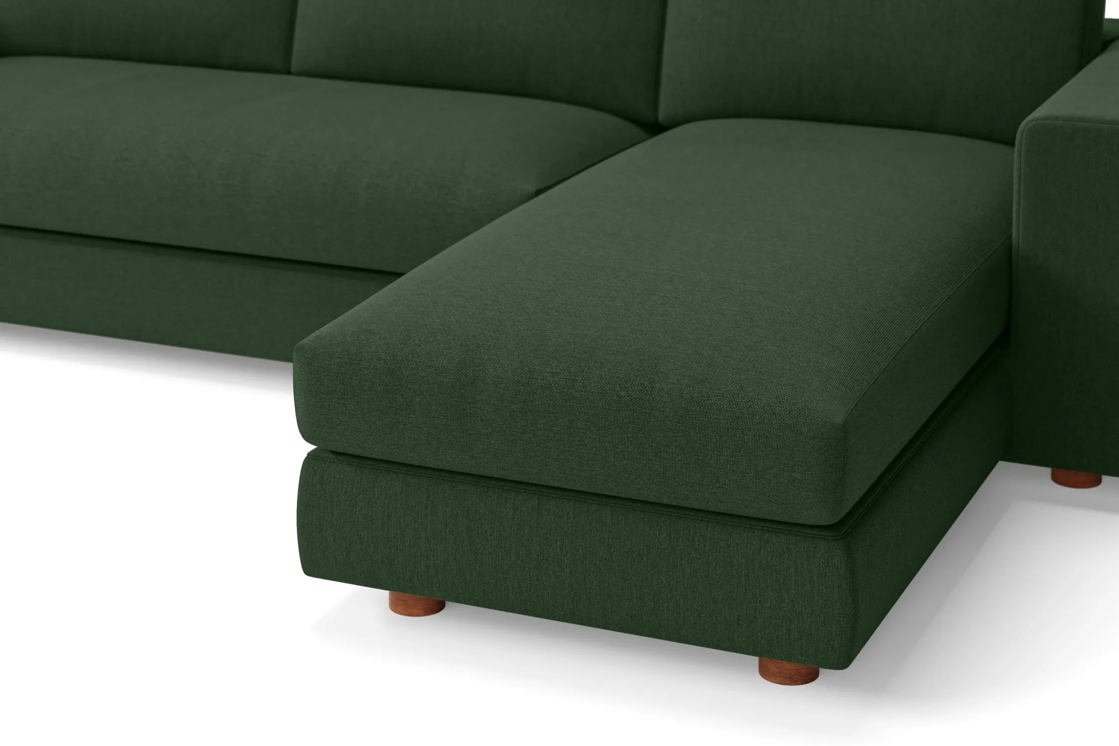 Arezzo 4 Seater Right Hand Facing Chaise Lounge Corner Sofa Forest Green Linen Fabric