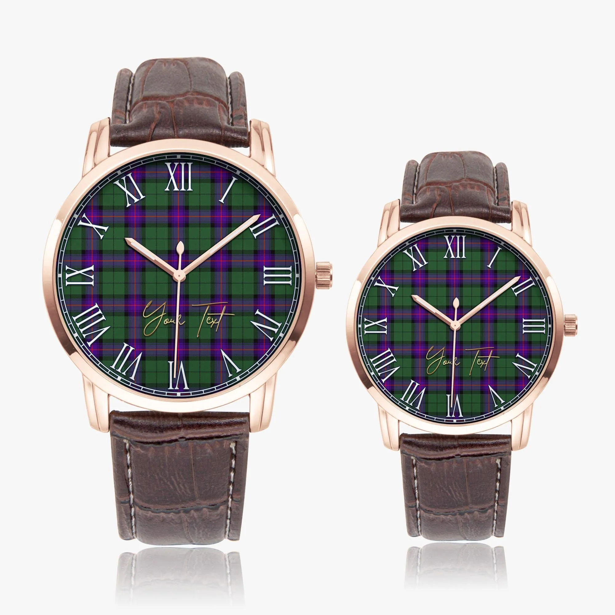 Armstrong Modern Tartan Personalized Your Text Leather Trap Quartz Watch