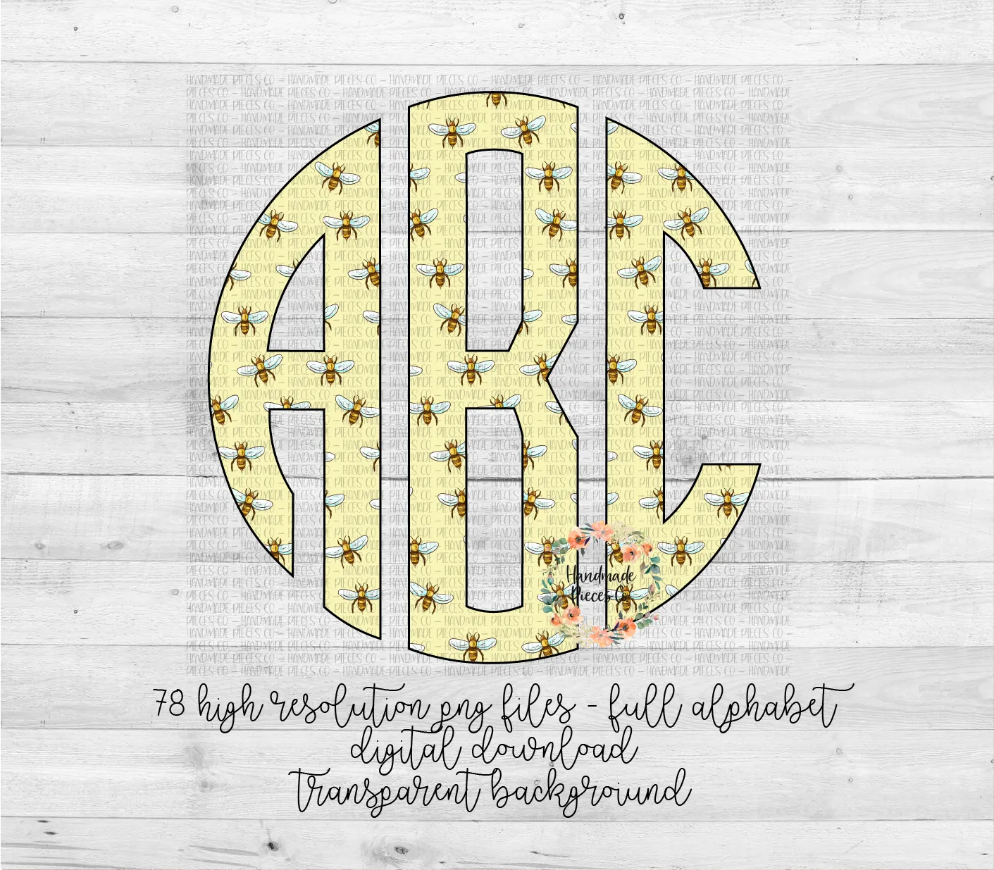 Bee Monogram - Multiple Styles - Digital Download