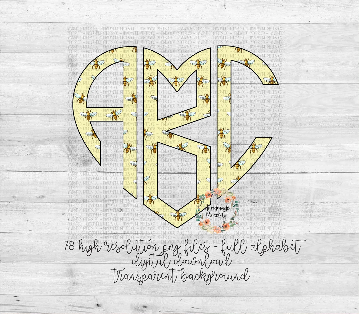 Bee Monogram - Multiple Styles - Digital Download