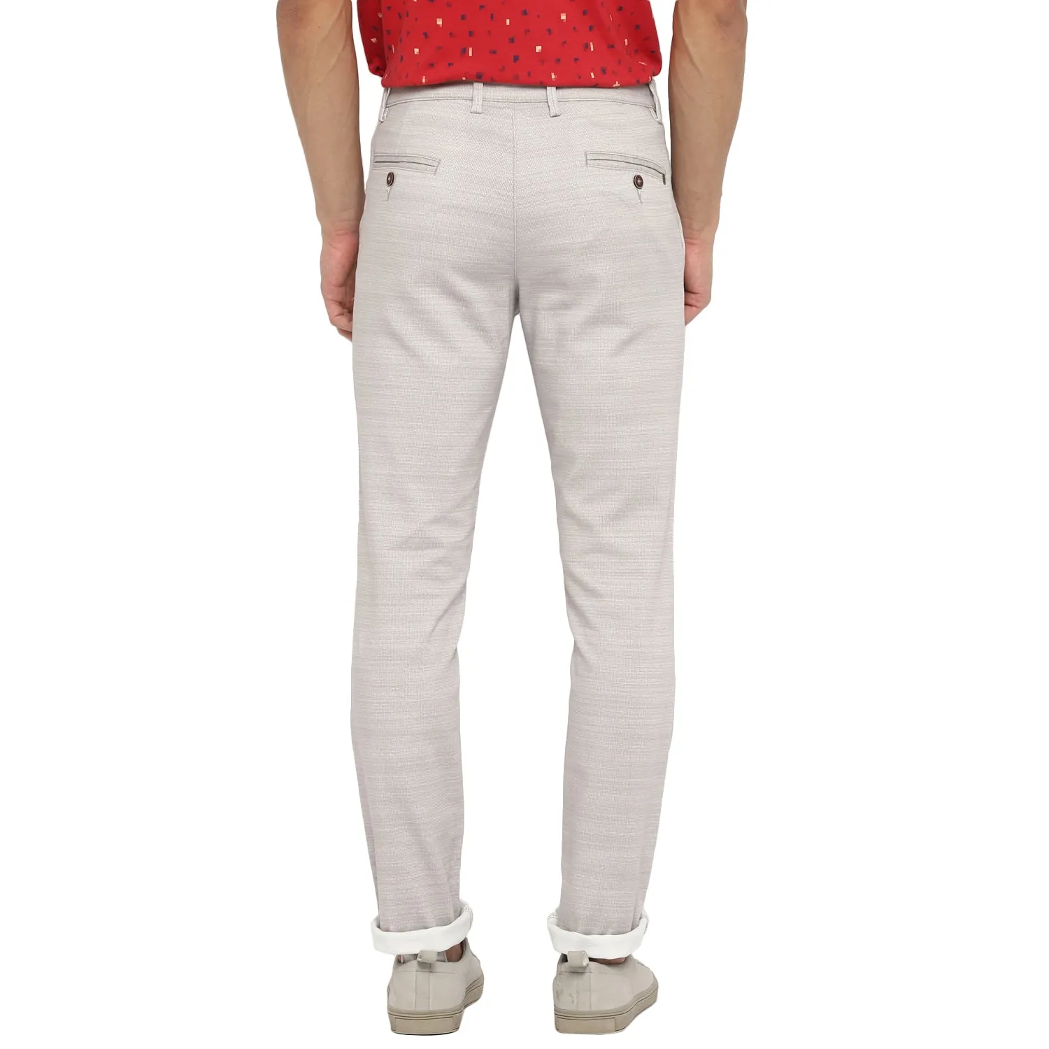 Beige Narrow Fit Printed Trouser