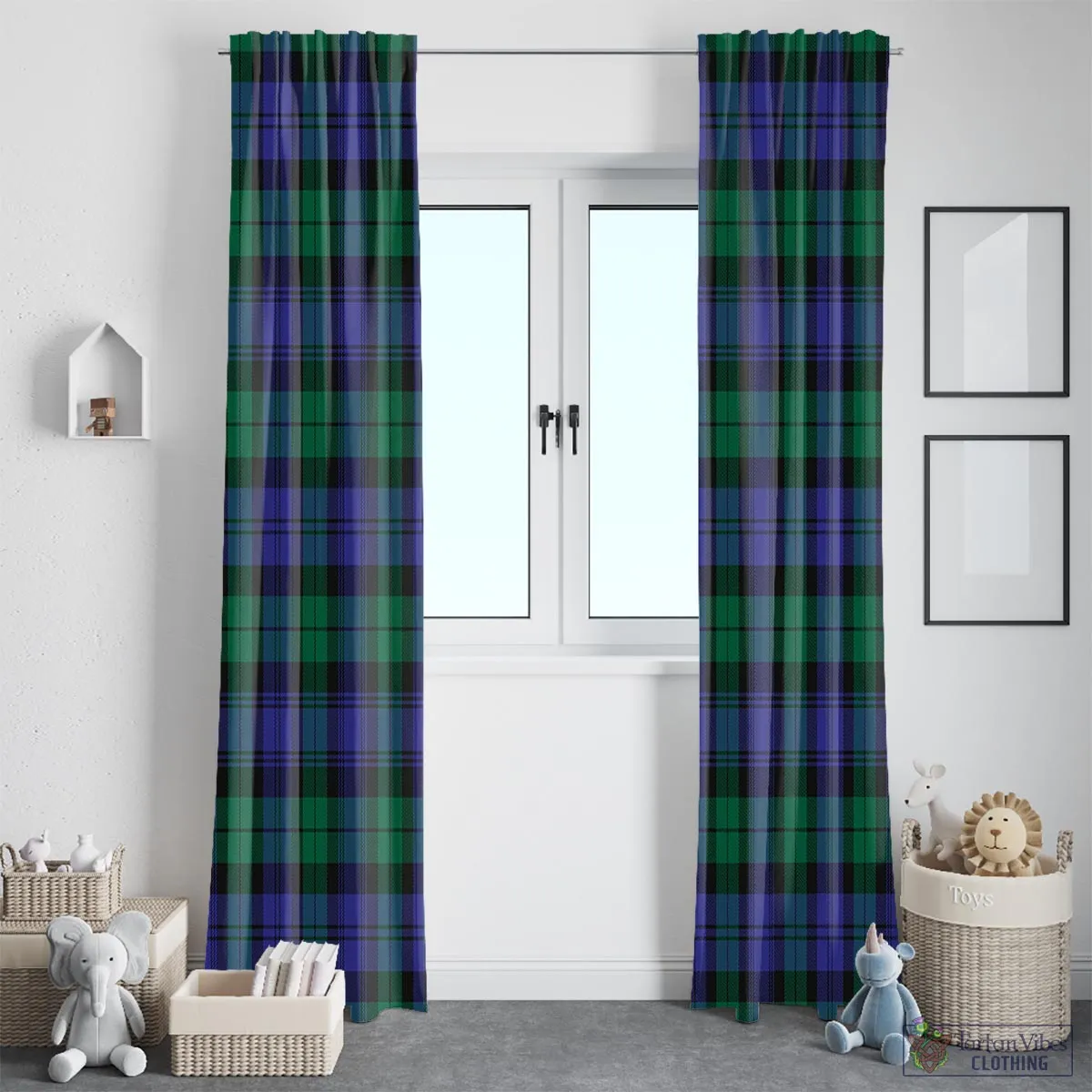 Black Watch Modern Tartan Window Curtain