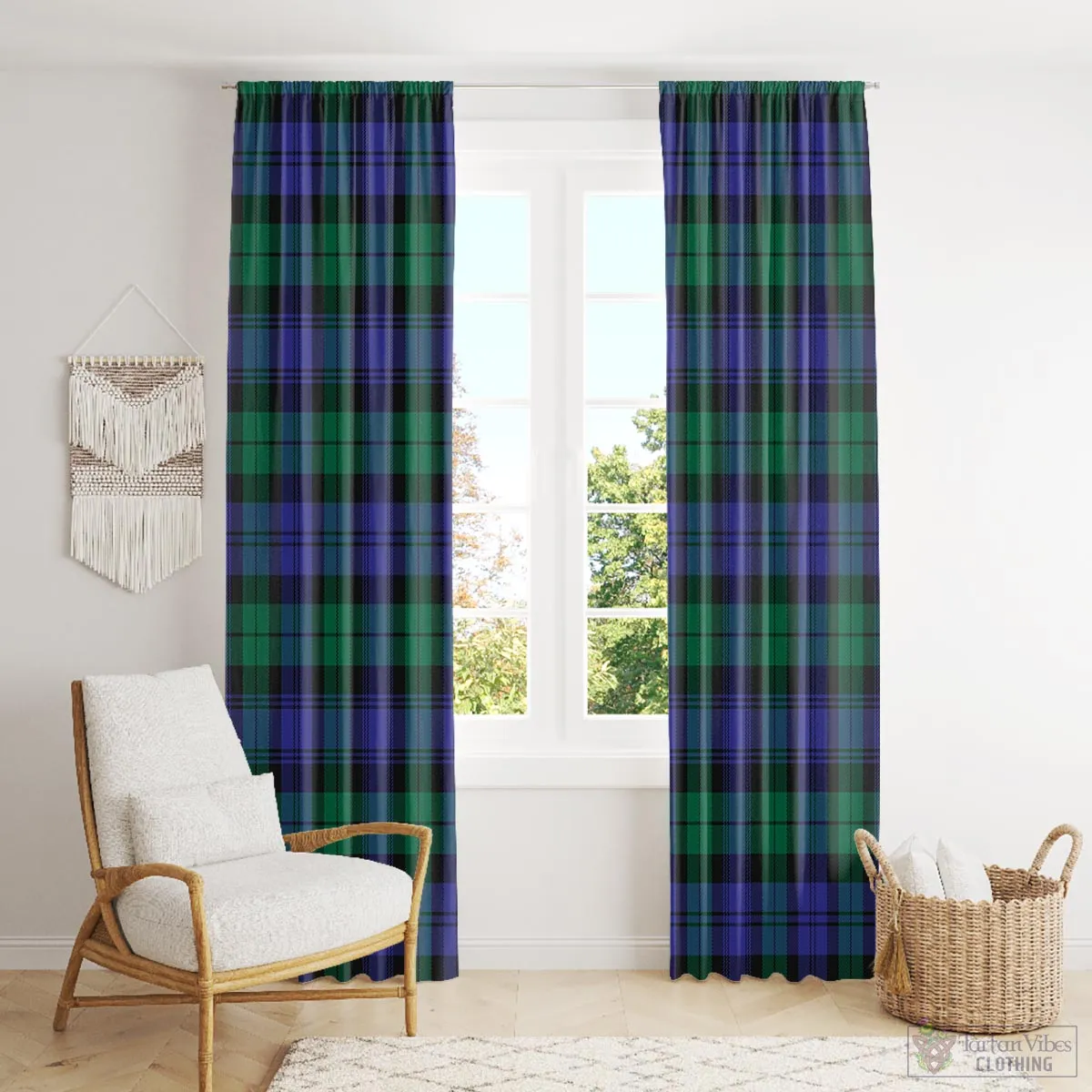 Black Watch Modern Tartan Window Curtain