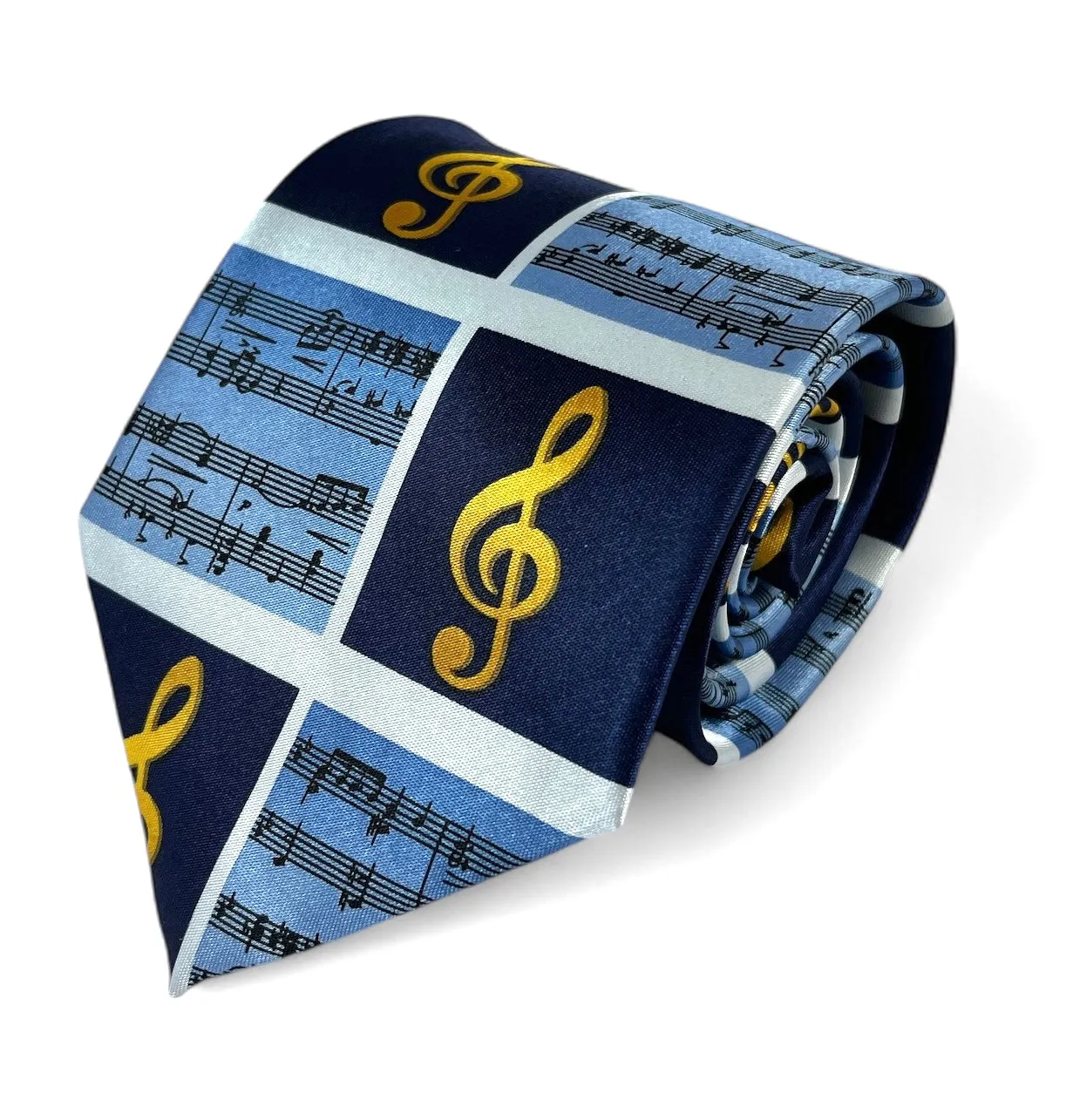 Blue and Navy Musical Notes Necktie Set