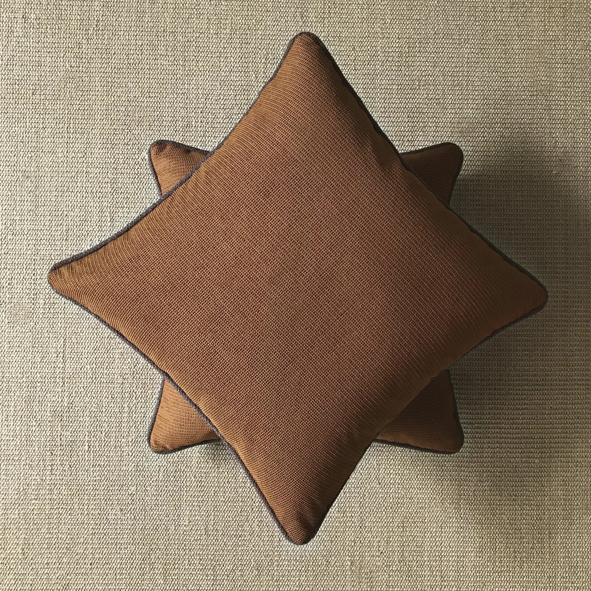 Brick Brown Textured Throw Pillow Cover 20x20